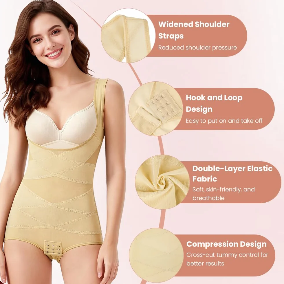 DiULi Bielizna modelująca body damskie z otwartym biustem kontrola brzucha modelująca sylwetkę skrzyżowana talia w kształcie litery U bezszwowe body modelujące z regulowanymi ramiączkami czarne