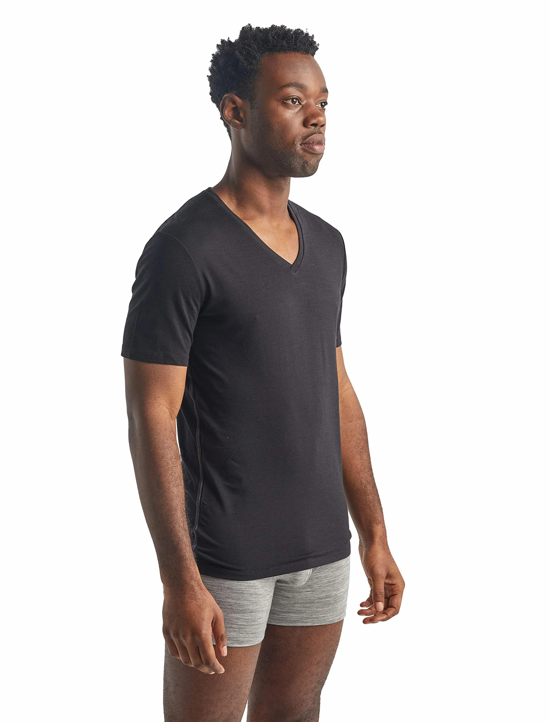 Icebreaker Bielizna Wełna Merino, Męska Koszulka Z Krótkim Rękawem V, Koszulka Anatomica Slim Fit, Koszulka Muscle Fit