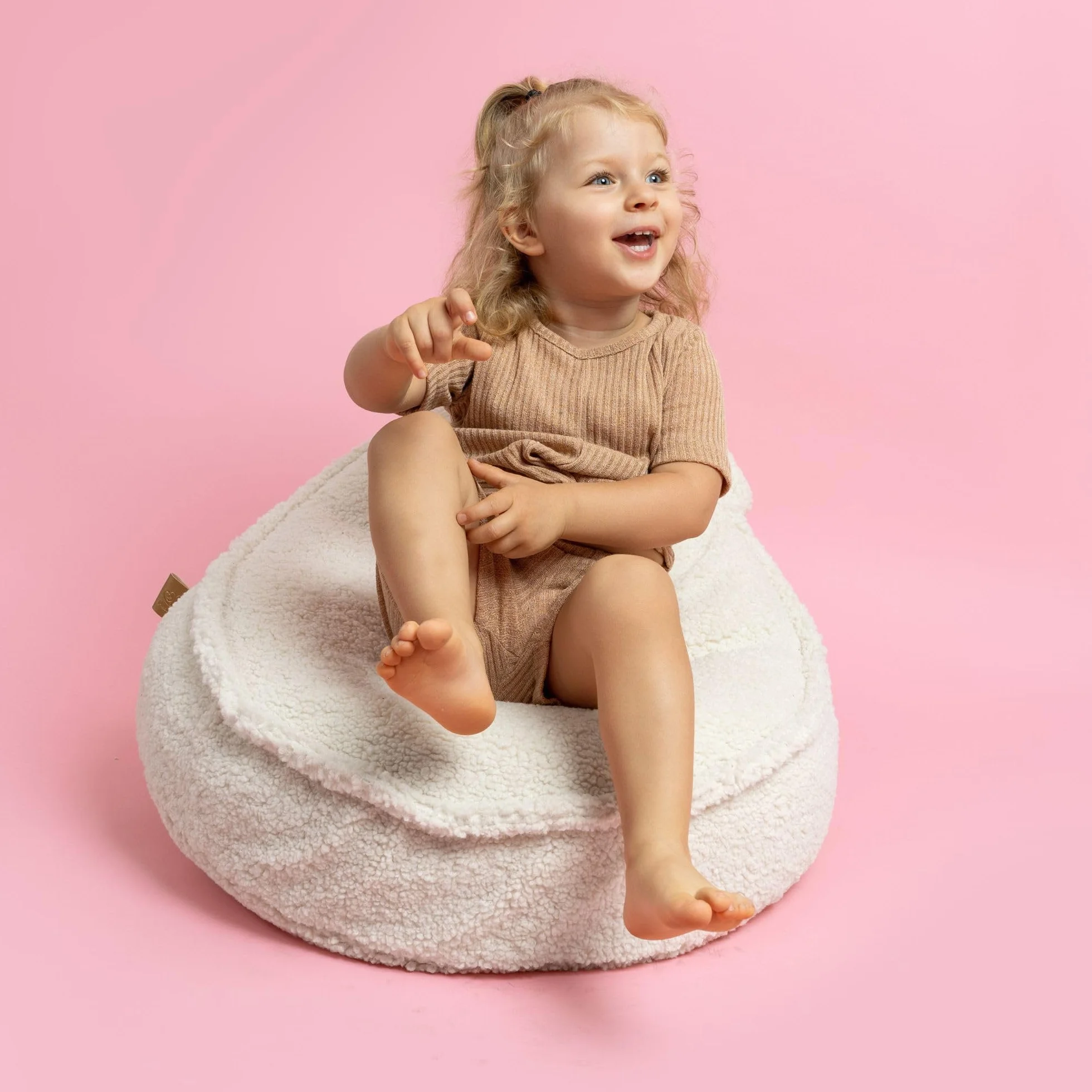 MEOWBABY Pufa Miś dla Dzieci, Worek Sako Bag, Beanbag, Bearly, Jasnoszary