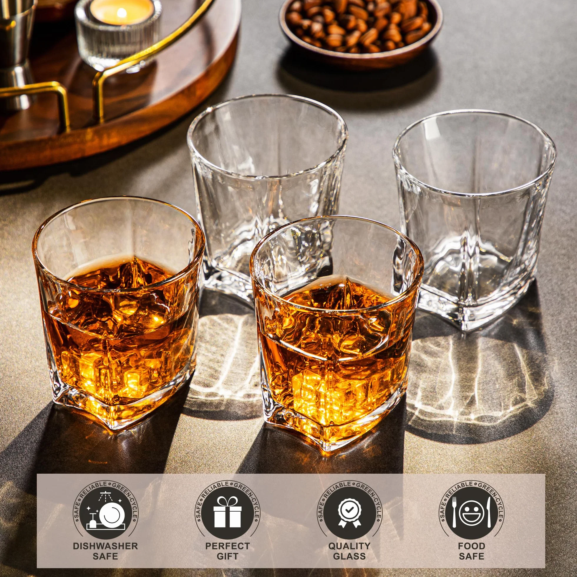 Szklanki do whisky z ciężkim dnem Twist zestaw 4 szt