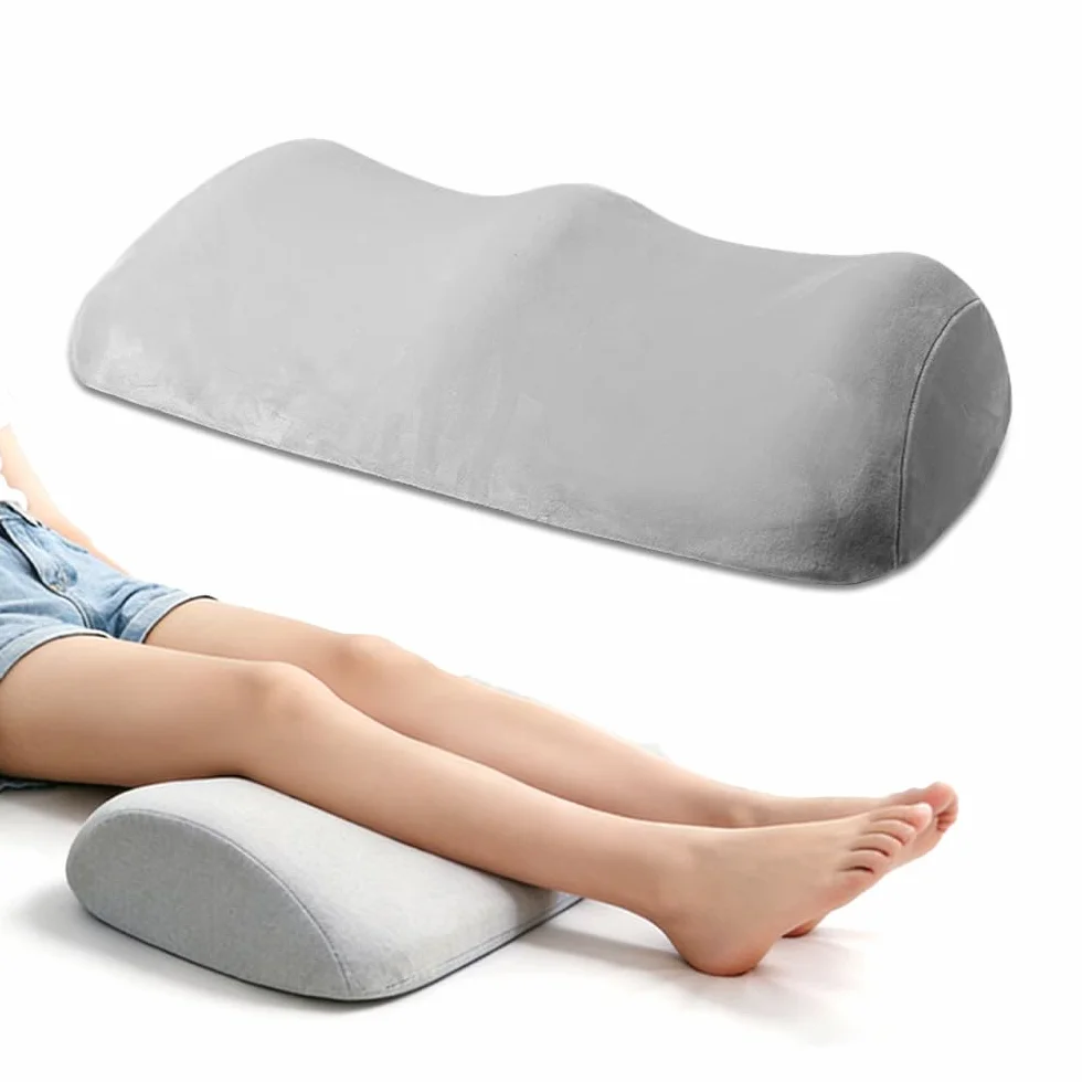 Poduszka przeciwżylakowa pod nogi z podparciem, ergonomiczna rolka pod kolana, odpinana poduszka do spania, jasnoszary