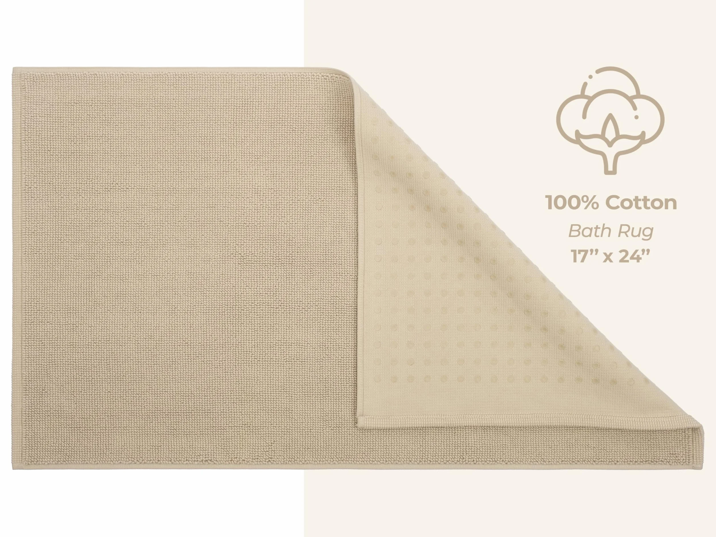 American Soft Linen Dywanik łazienkowy, 43 cm x 61 cm 100% Bawełniane Mata łazienkowe do łazienki, Antypoślizgowe, nadające się do prania, pluszowe dywaniki do łazienki, Beżowy dywanik łazienkowy