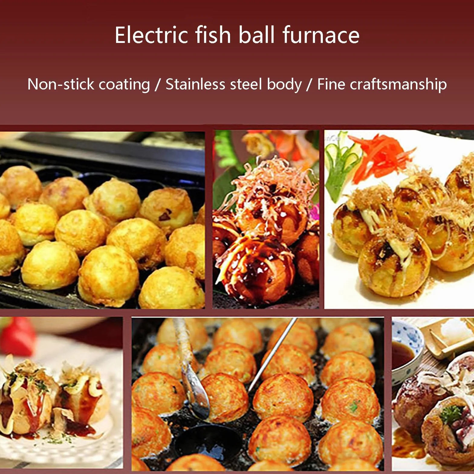 Komercyjny producent takoyaki, japońska maszyna do robienia klopsików z ośmiornicy, producent grilla takoyaki, maszyna do robienia klopsików z ośmiornicy z płytkami nieprzywierającymi,B