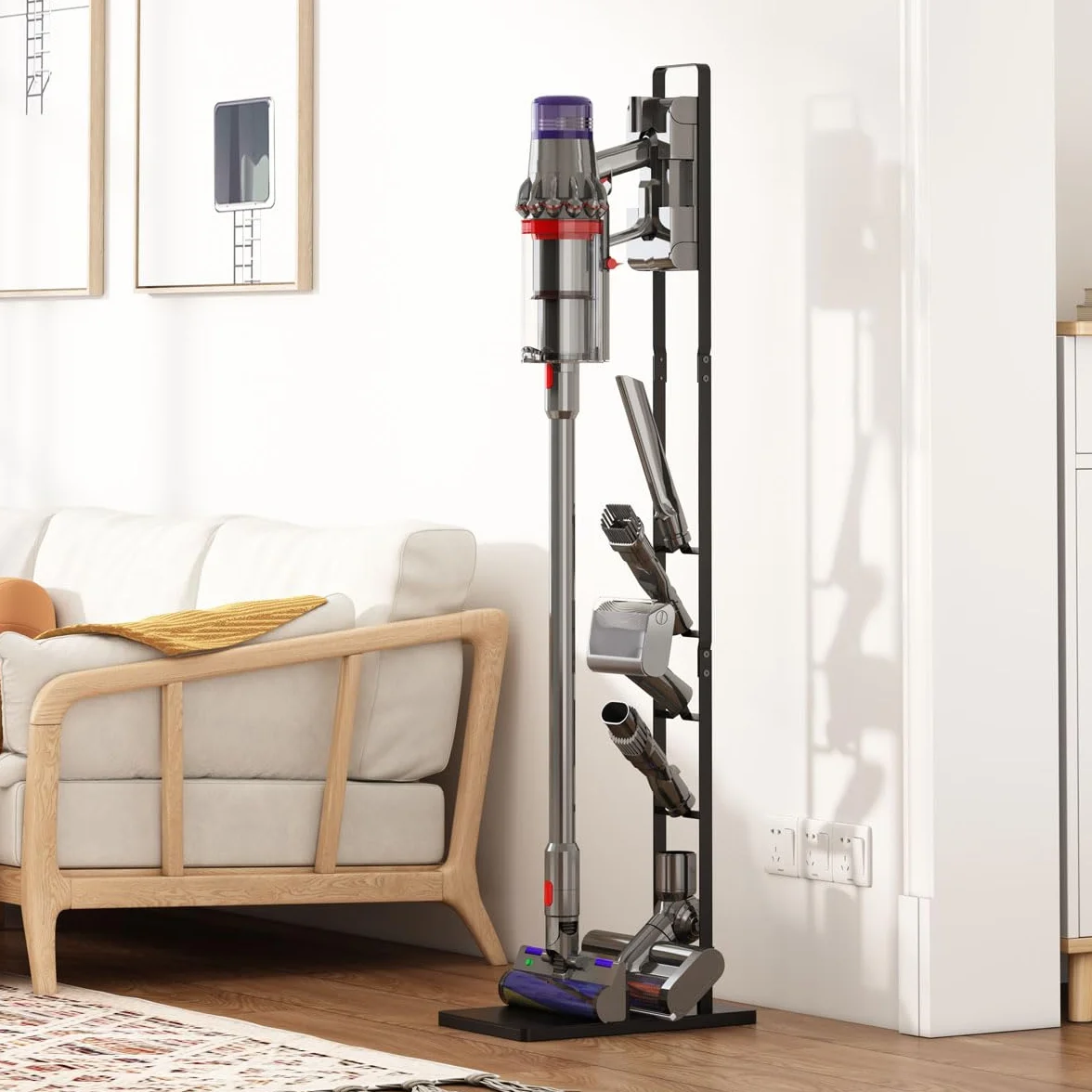 Foho Stojak do Dyson Gen5 V15 V12 V11 V10 V8 V7 V6, DC30-DC74, Odkurzacza Wolnostojący Metalowy Uchwyt z Bazą, Kompatybilny z Akcesoriami, Bez Wiercenia, Oszczędność Miejsca