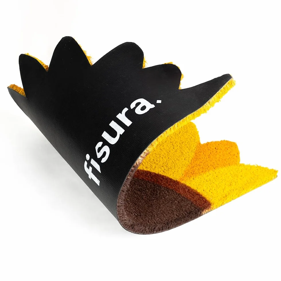 Fisura - Mata wejściowa w kształcie. Oryginalna wycieraczka kokosowa z antypoślizgowym podkładem PCV. Wymiary: 70 x 40 cm. (Słonecznik, żółty)