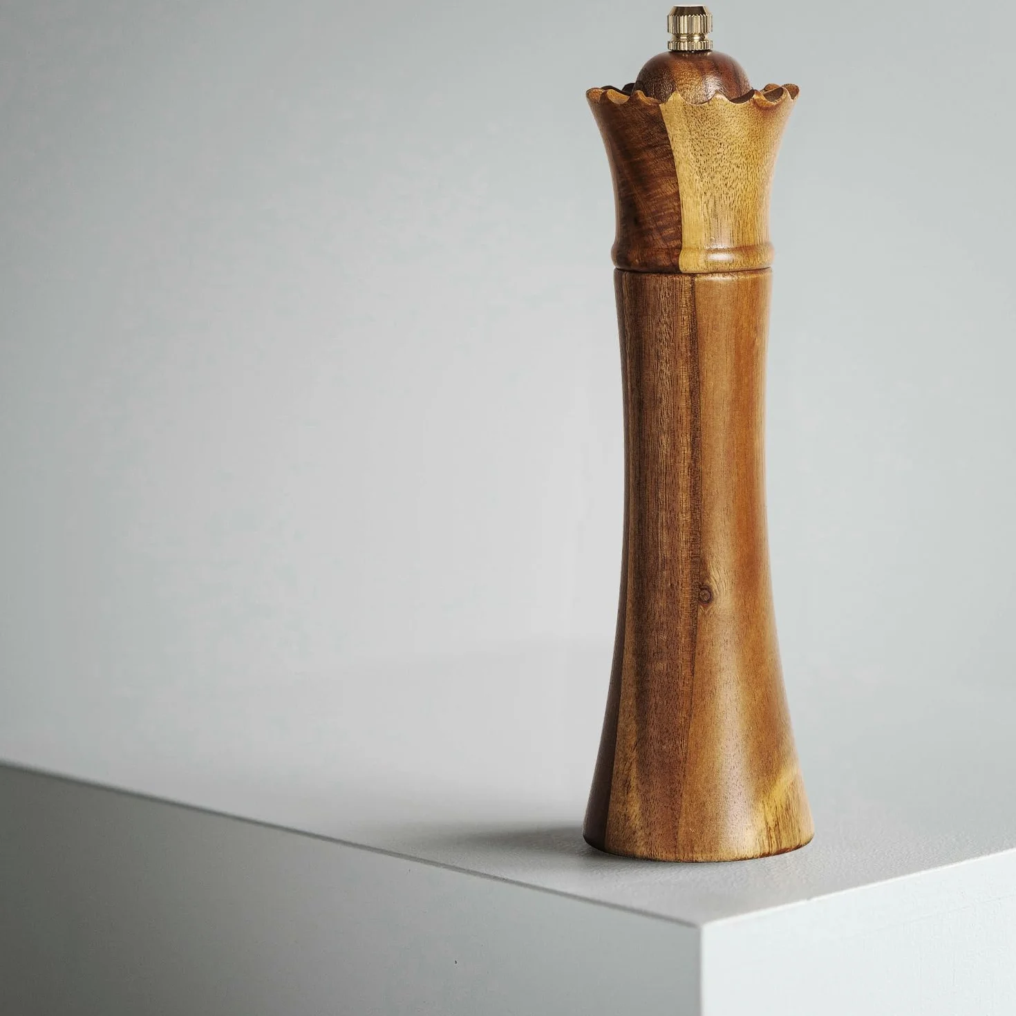 Młynek do Soli i Pieprzu Drewniany Design Szachownica 20cm Ceramiczny Mechanizm