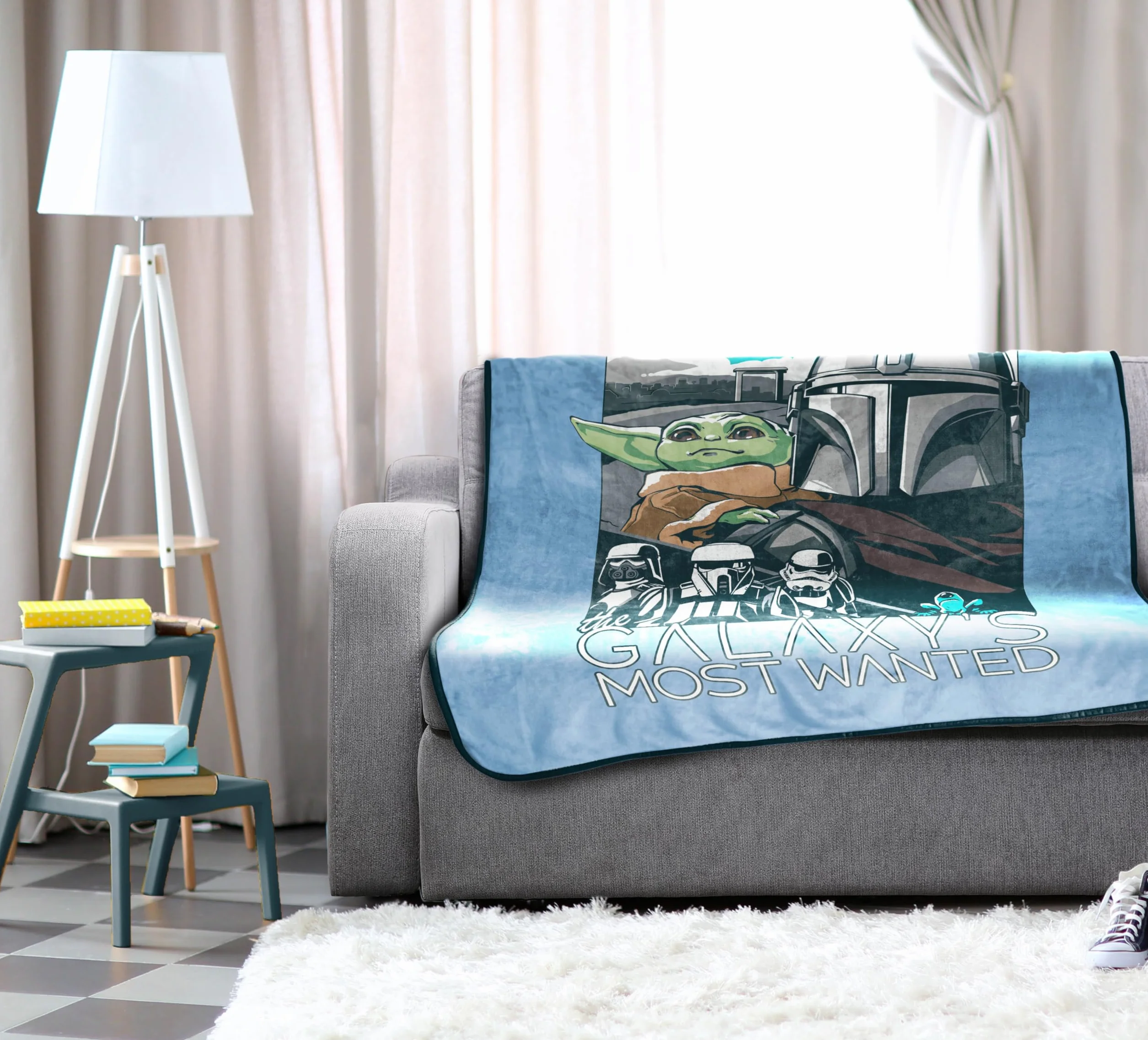 Jay Franco Kids Star Wars Pluszowy koc - 130 x 150 cm Miękki i wygodny koc polarowy do sypialni i sofy, oficjalnie licencjonowany produkt, niebieski