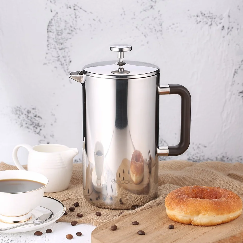 Ecooe French Press zaparzacz do kawy 1,5 L stal nierdzewna 18/10 3 filtry