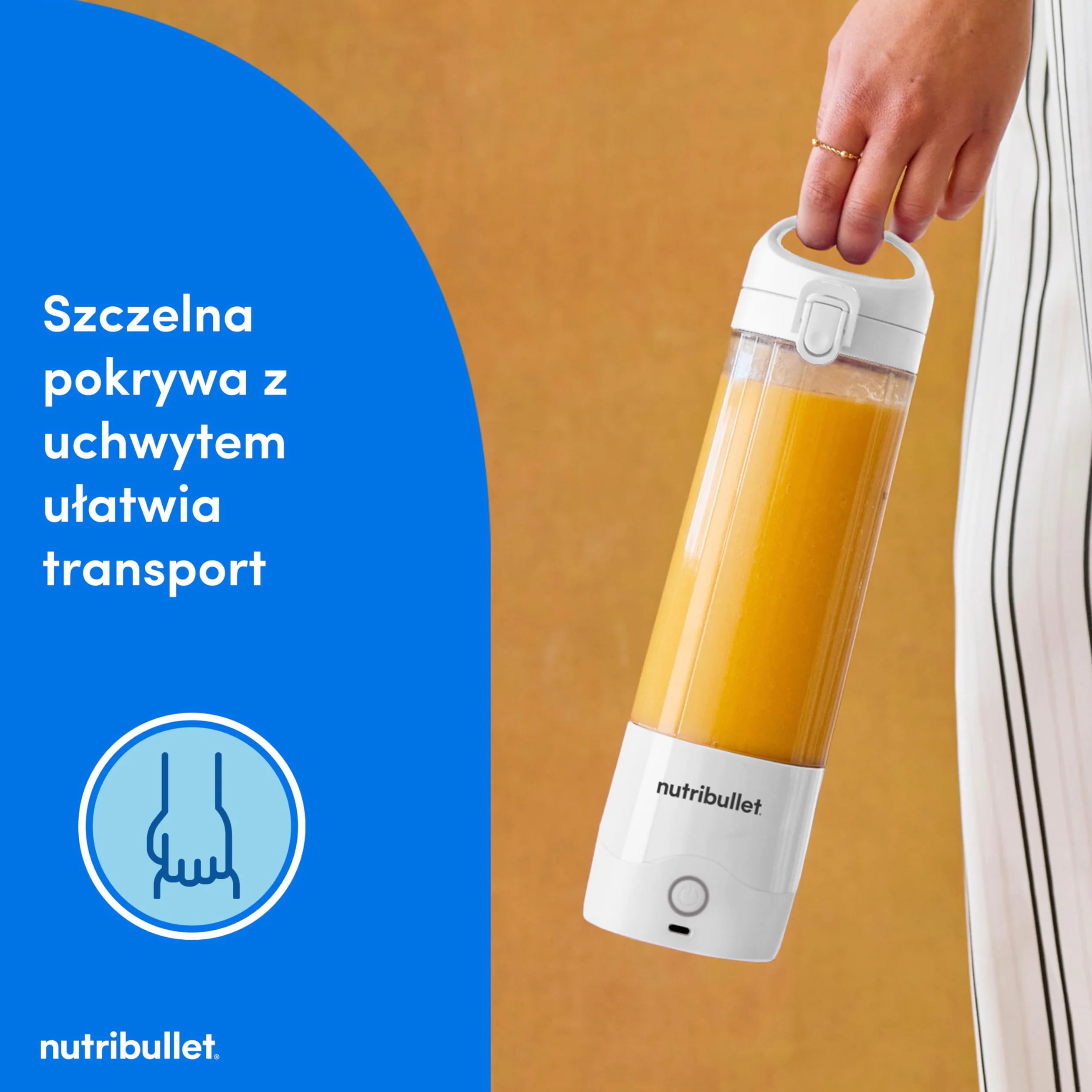 Nutribullet Mini Blender 475 ml Bez BPA Tritan 4-Stronne Ostrze Stal Nierdzewna USB-C Biały NBP003W