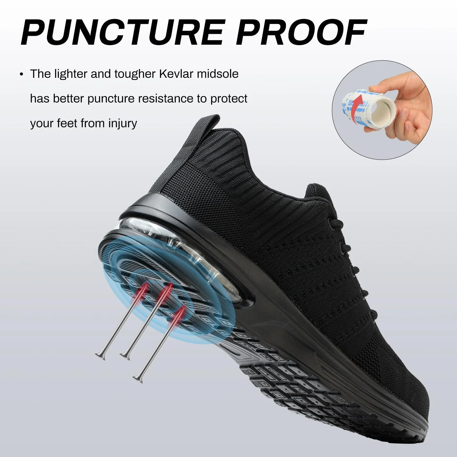 Męskie buty robocze, damskie, lekkie, sportowe, ze stalowym noskiem, antypoślizgowe, oddychające, rozm. 35-46