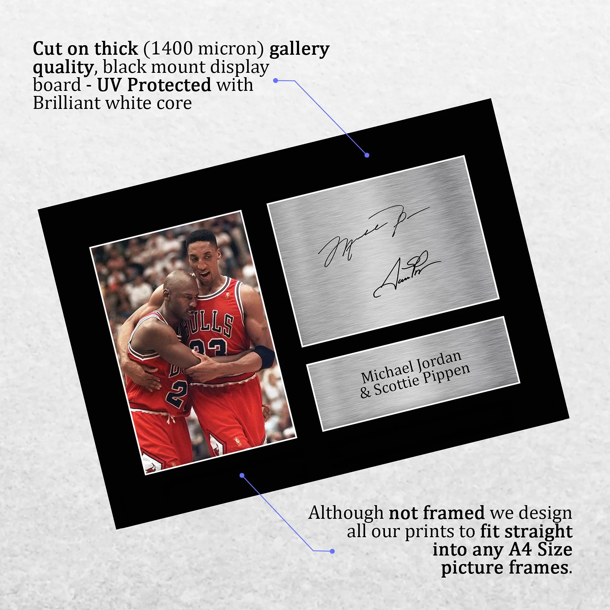 A4 Michael Jordan & Scottie Pippen Chicago Bulls Drukowane Podpisane Zdjęcie Z Autografem Pamiątka Koszykarska