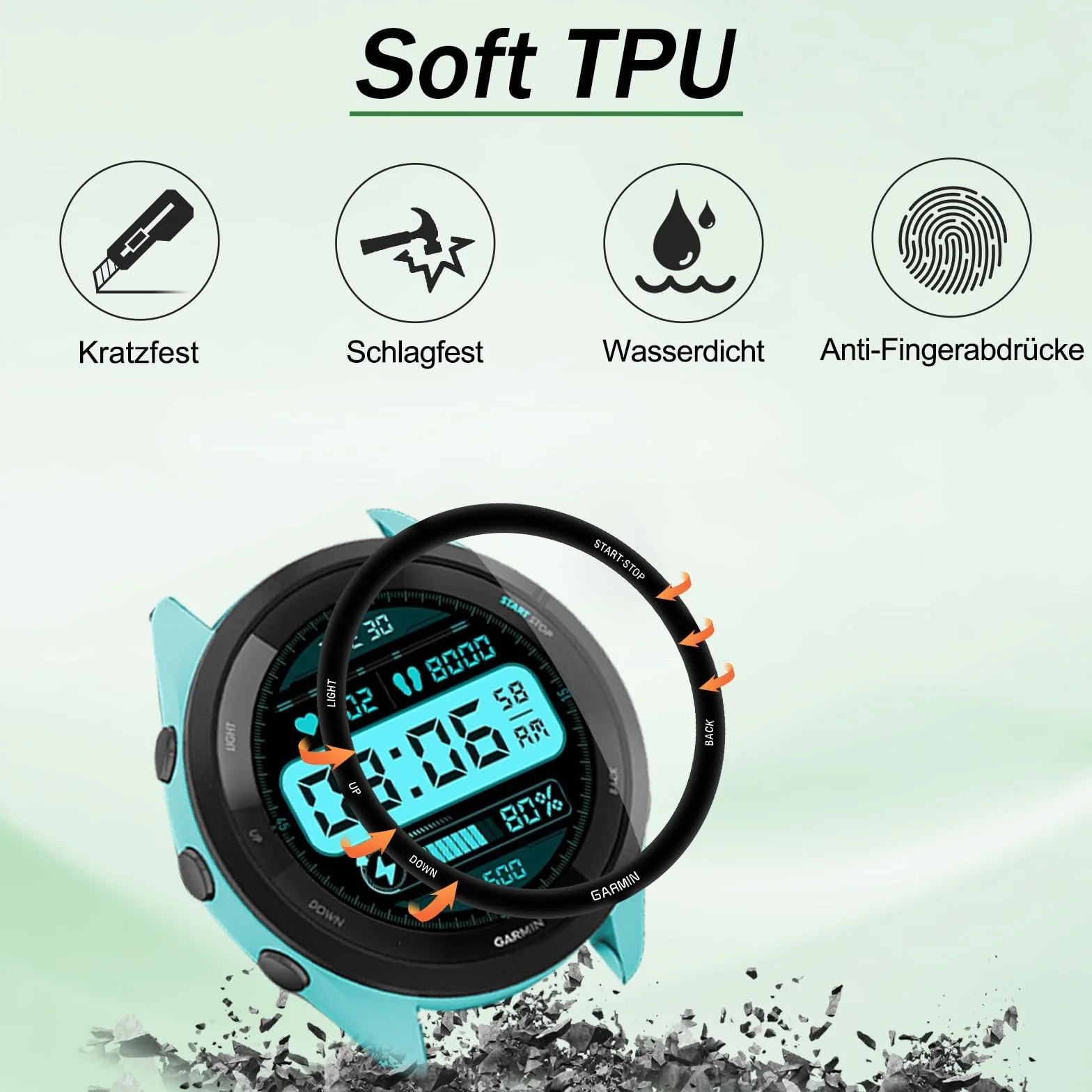 2 sztuki szkła ochronnego do Garmin Forerunner 265 szkło pancerne, folia ochronna do Garmin Forerunner 265, szkło ochronne, miękka folia ochronna TPU HD, ochrona wyświetlacza, odporne na