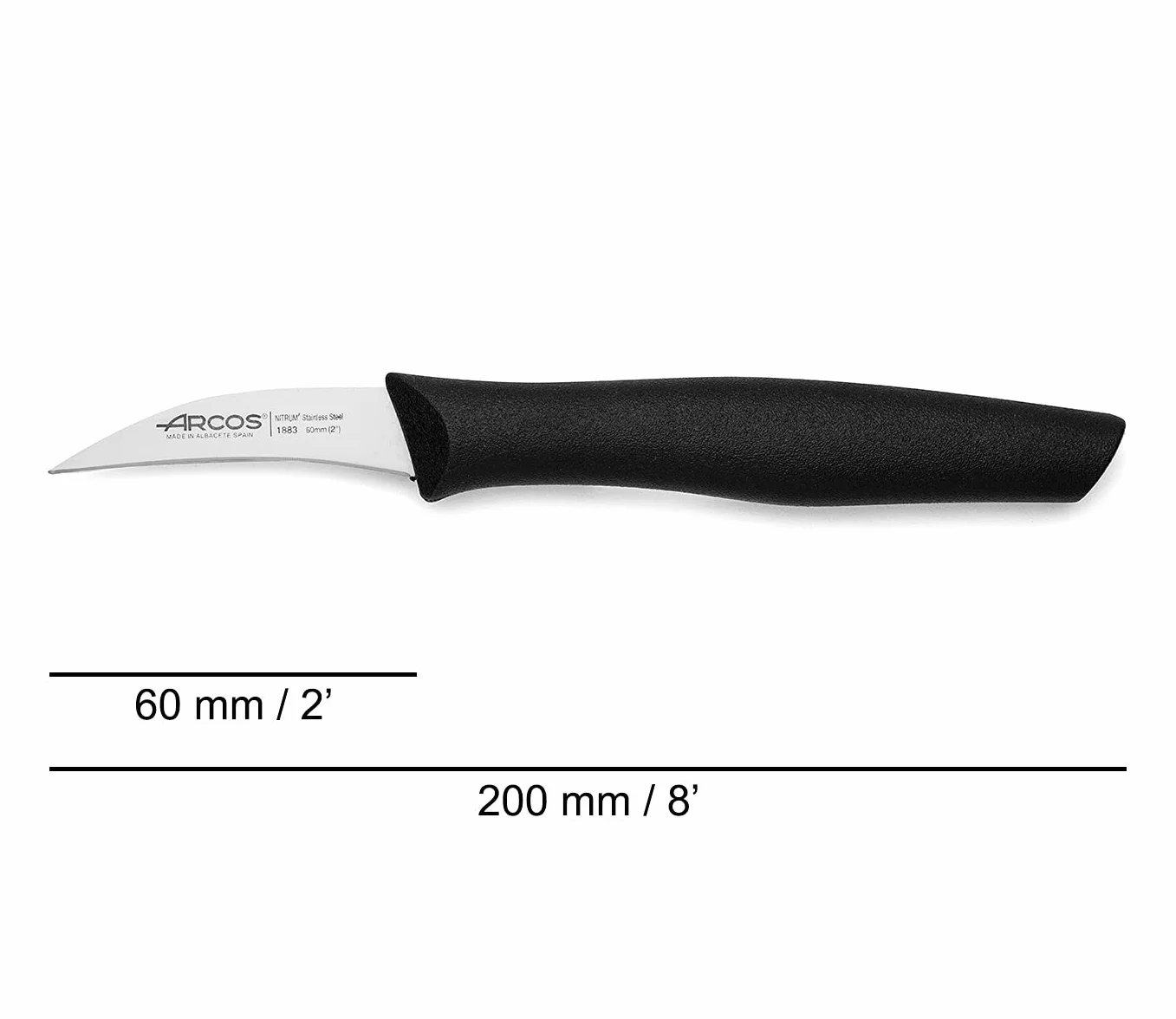 Arcos 188300 seria Nova – nóż do obierania – ostrze ze stali nierdzewnej nitrowej 60 mm – uchwyt ręczny polipropylen kolor czarny