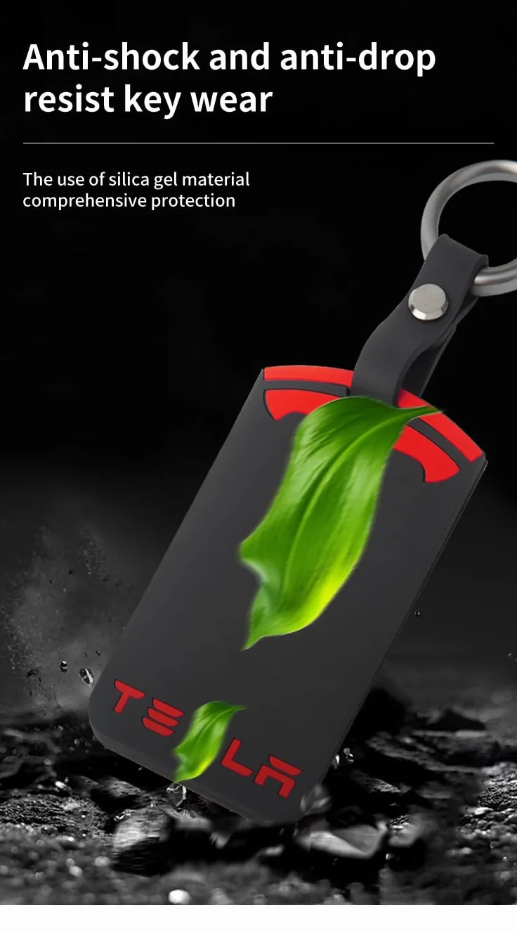 FTRONGRT Etui na karty kompatybilne z Tesla Model 3/Y - Silikonowe etui ochronne odporne na zużycie, kurz i upadki - Czarny