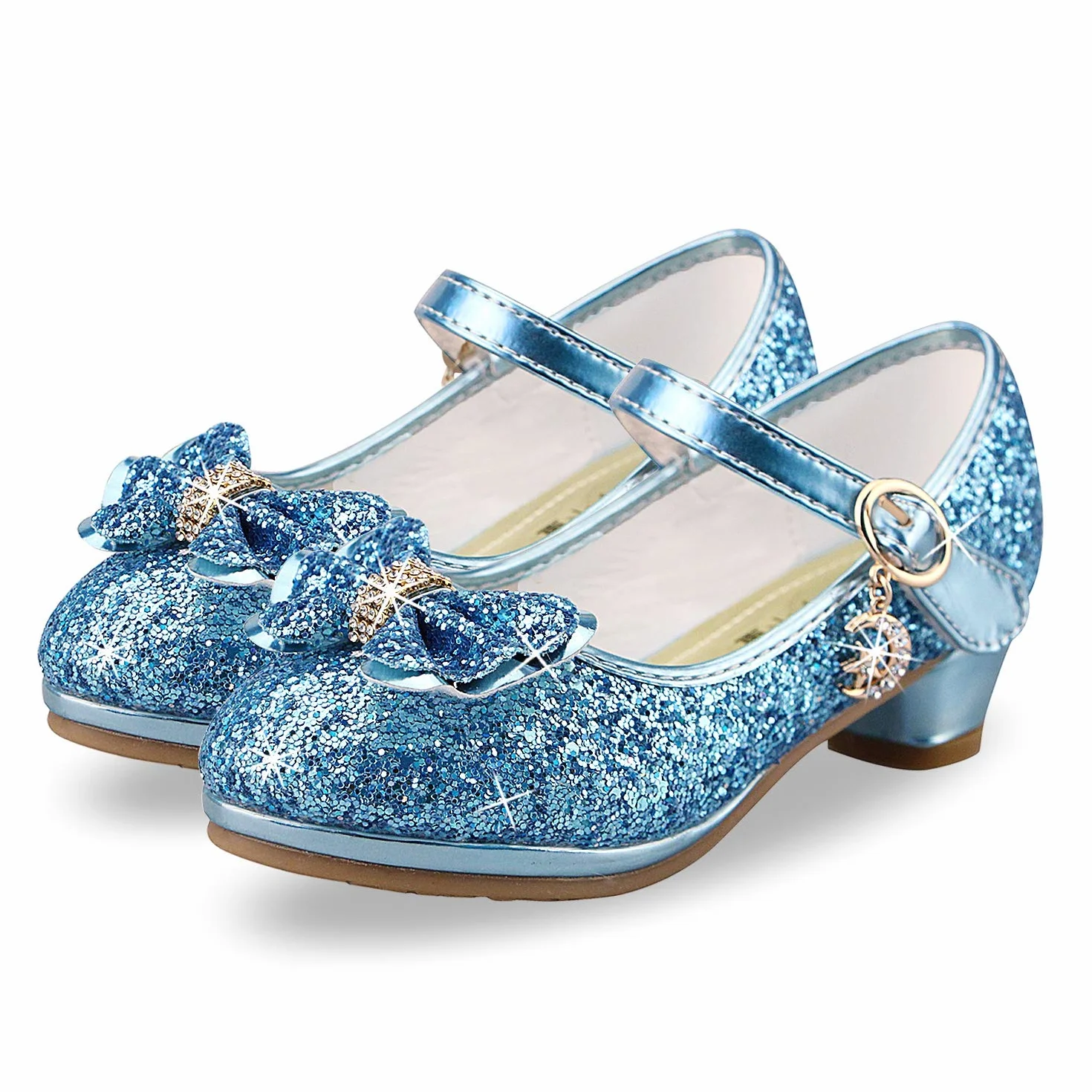 Dziewczęce buty z cekinami, buty na wysokim obcasie, dla małej księżniczki, buty na wysokim obcasie, cosplay, imprezę, czółenka, wesele, urodziny, sukienka