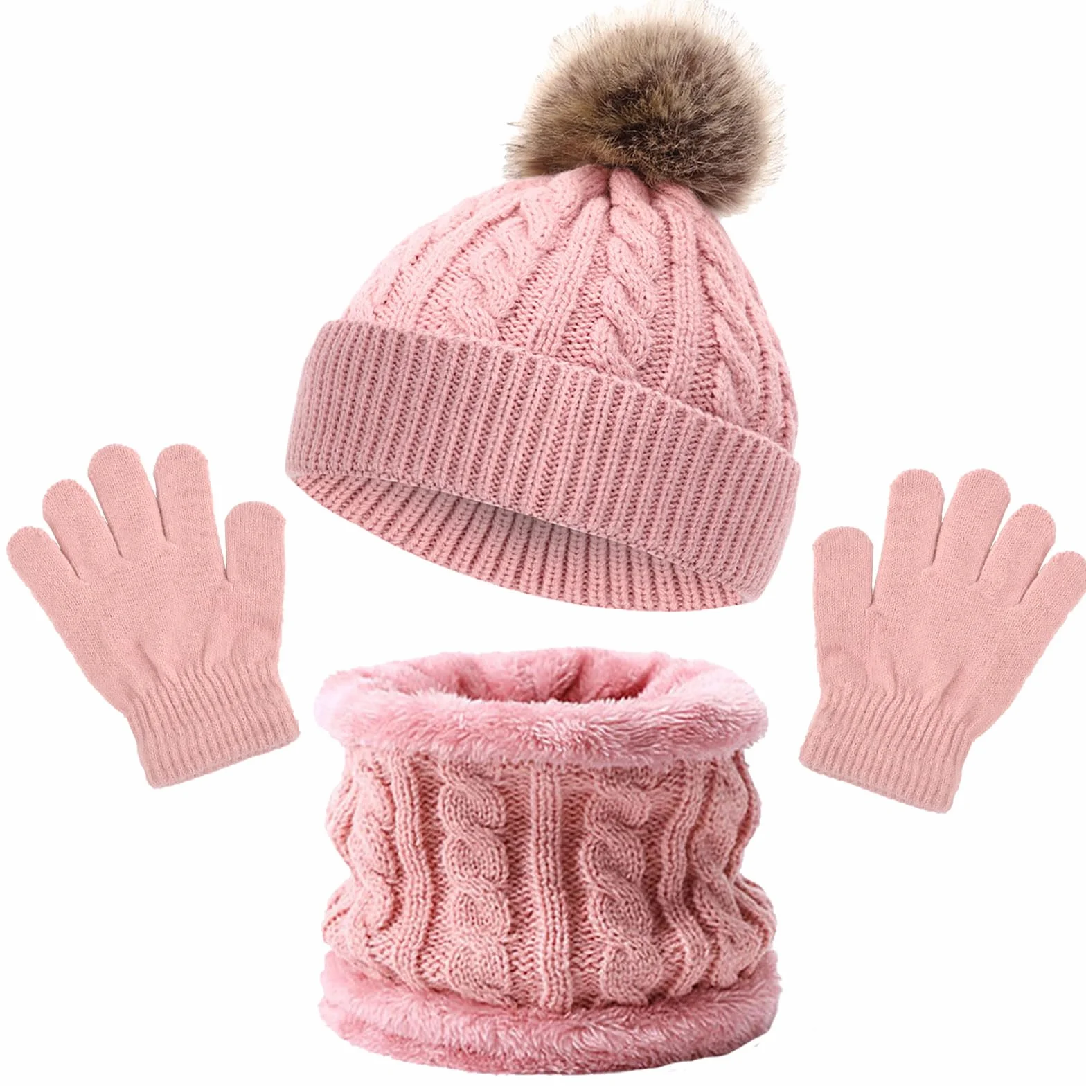 SSKHE 3-częściowy zestaw dla dzieci, zimowa, ciepła, czapka beanie, szalik, rękawiczki, zestaw dla chłopców i dziewczynek w wieku 1-5 lat, zestawy akcesoriów zimowych dla dzieci, do sportów na świeżym