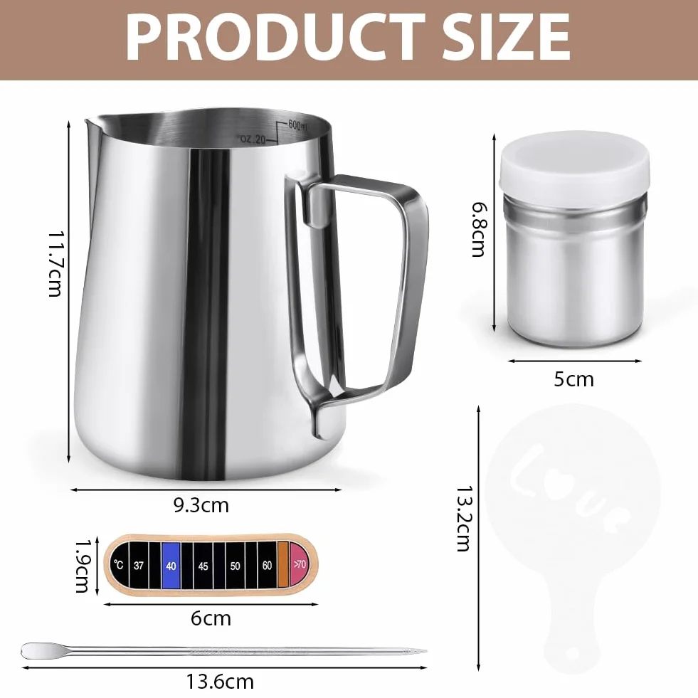 Dzbanek do spieniania mleka 600 ml ze stali nierdzewnej do ekspresu do kawy
