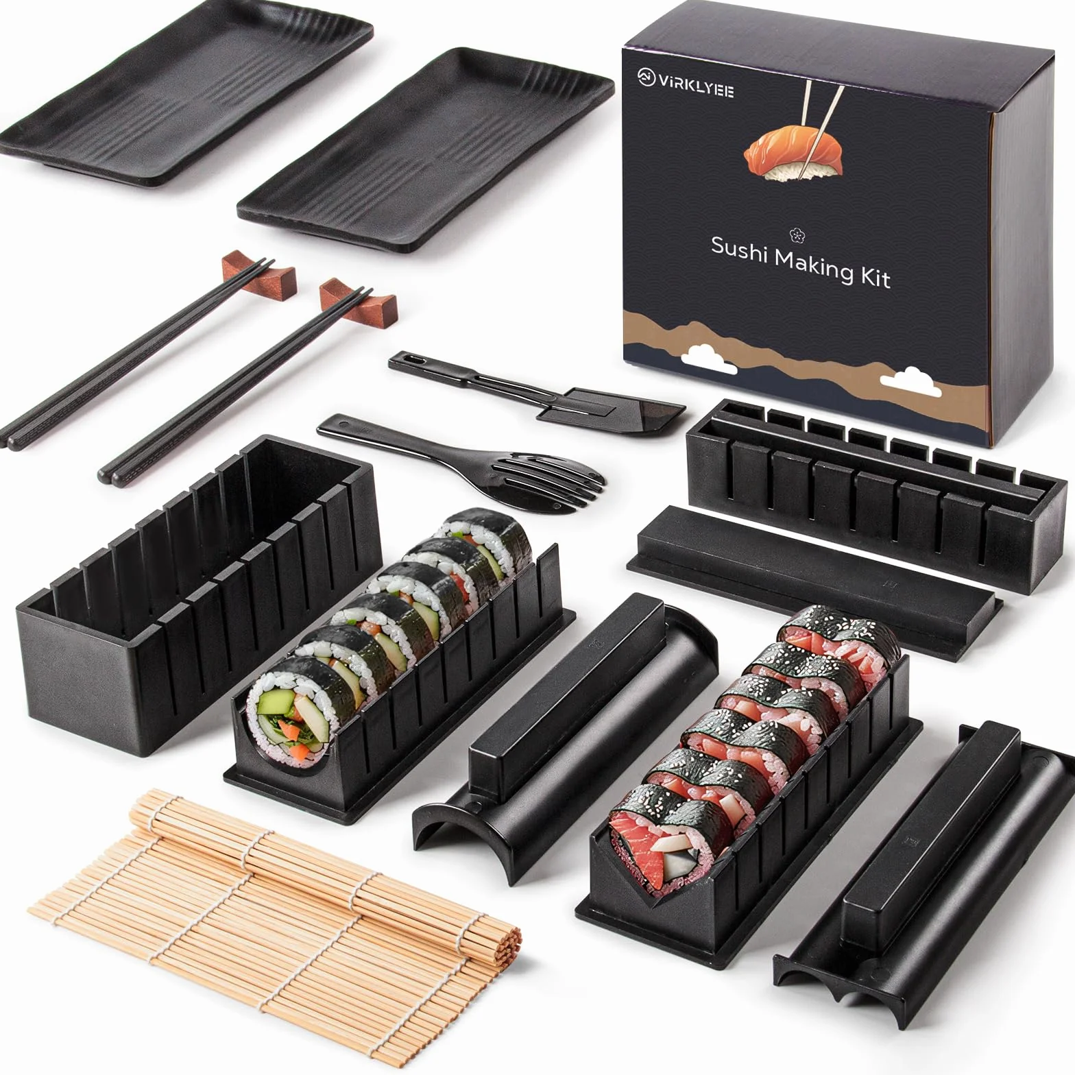 Sushi Maker Zestaw do Robienia Sushi 17 szt Domowy dla początkujących Prezent Czarny