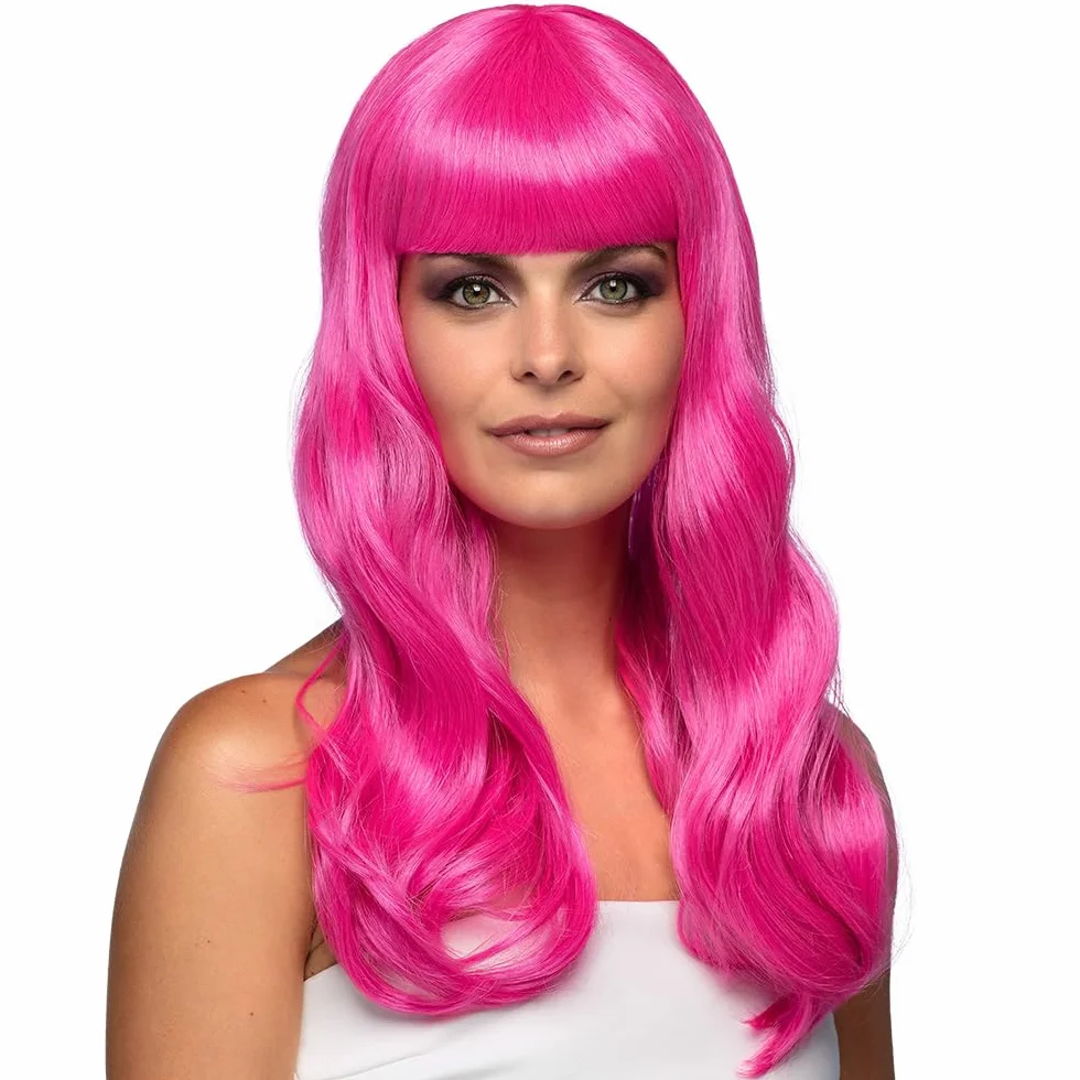 Boland - Wig Chique, dBugie proste wBosy syntetyczne z grzywk, fryzura, EM, MZ, dodatek, kostium, akcesoria, impreza tematyczna, karnawaB
