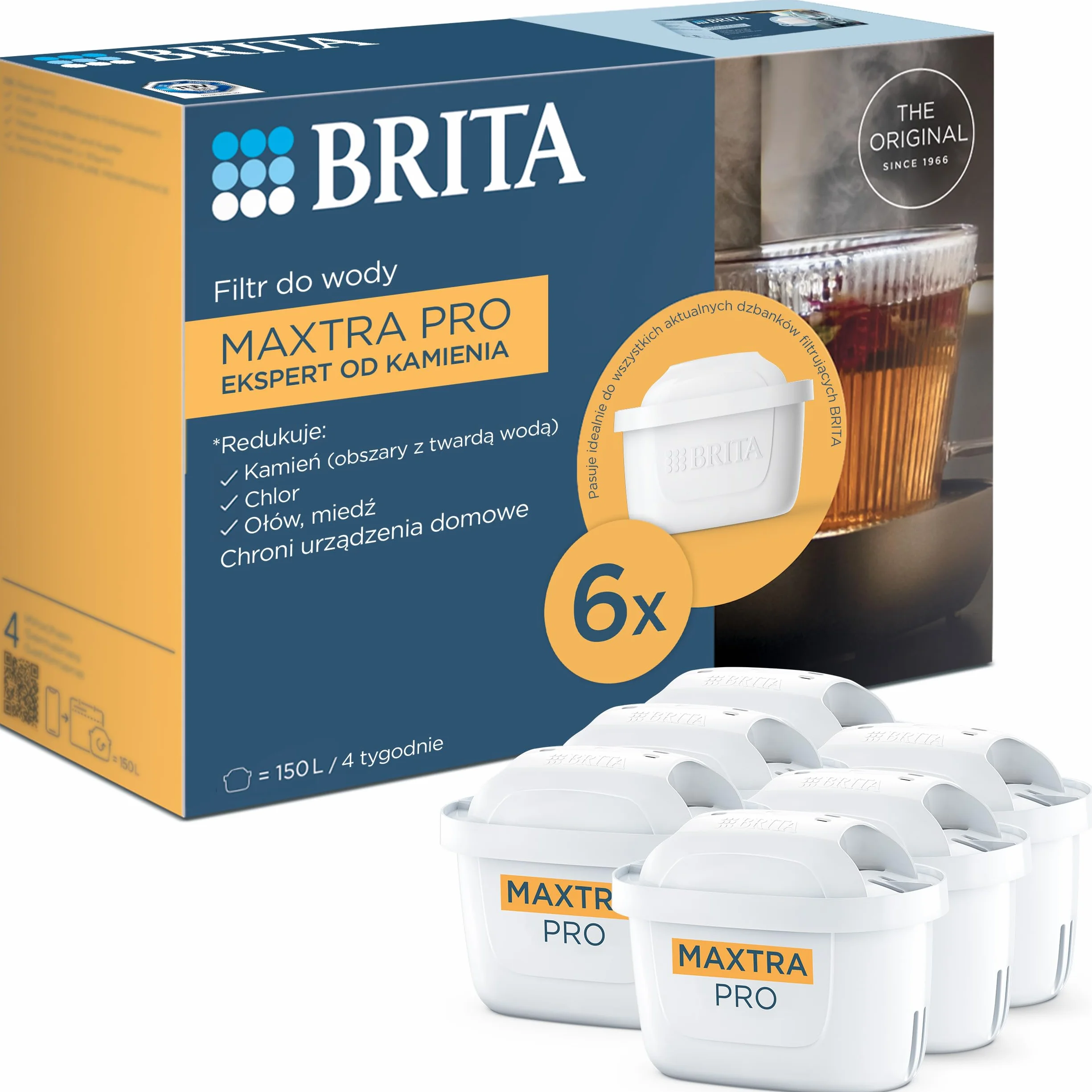 BRITA Wkład filtrujący MAXTRA PRO Hard Water Expert do wody – opakowanie 6 szt. – oryginalny wkład BRITA dla maksymalnej ochrony urządzeń, redukujący zanieczyszczenia, chlor i metal