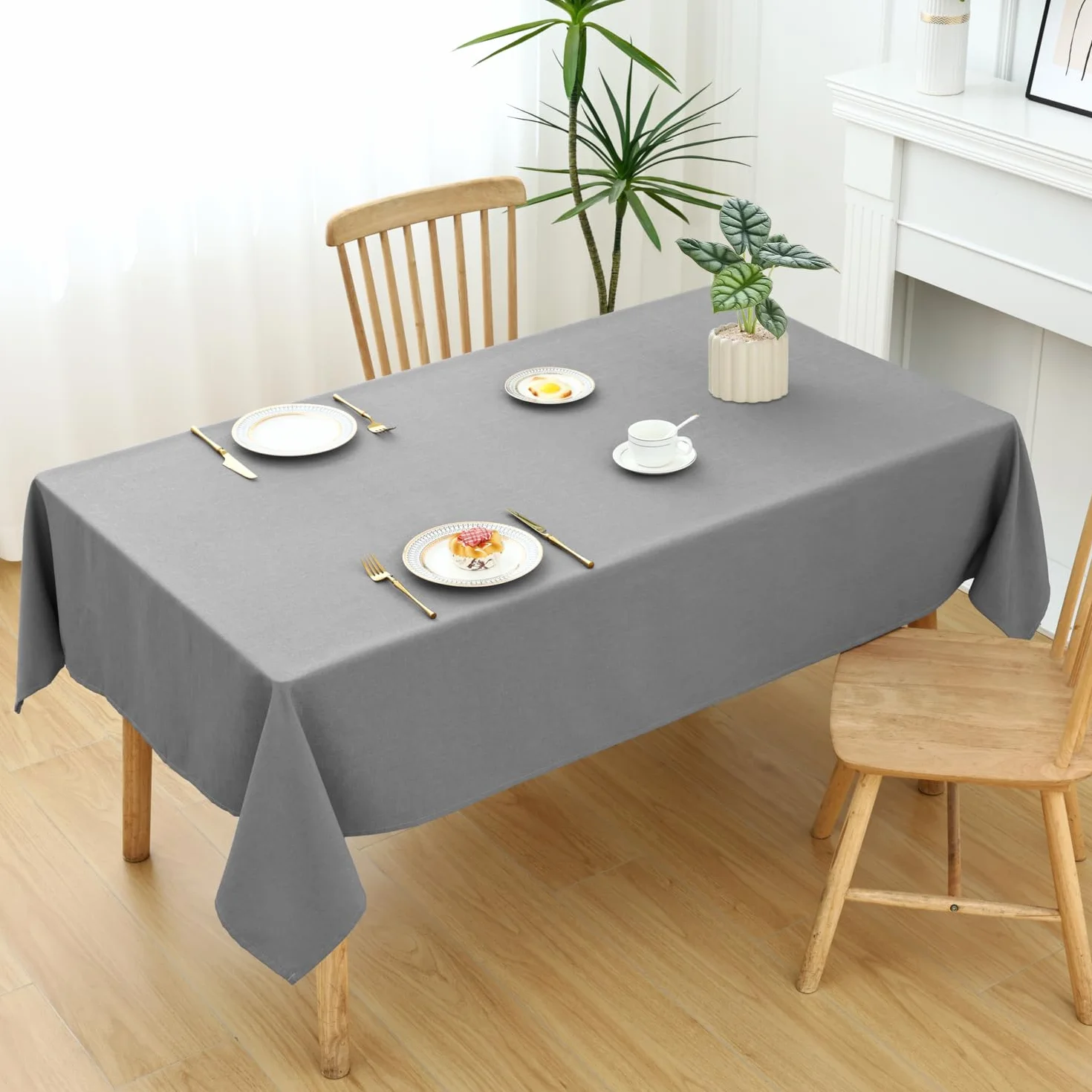 Homaxy lniany obrus 140 x 100 cm wodoodporny zmywalny szary