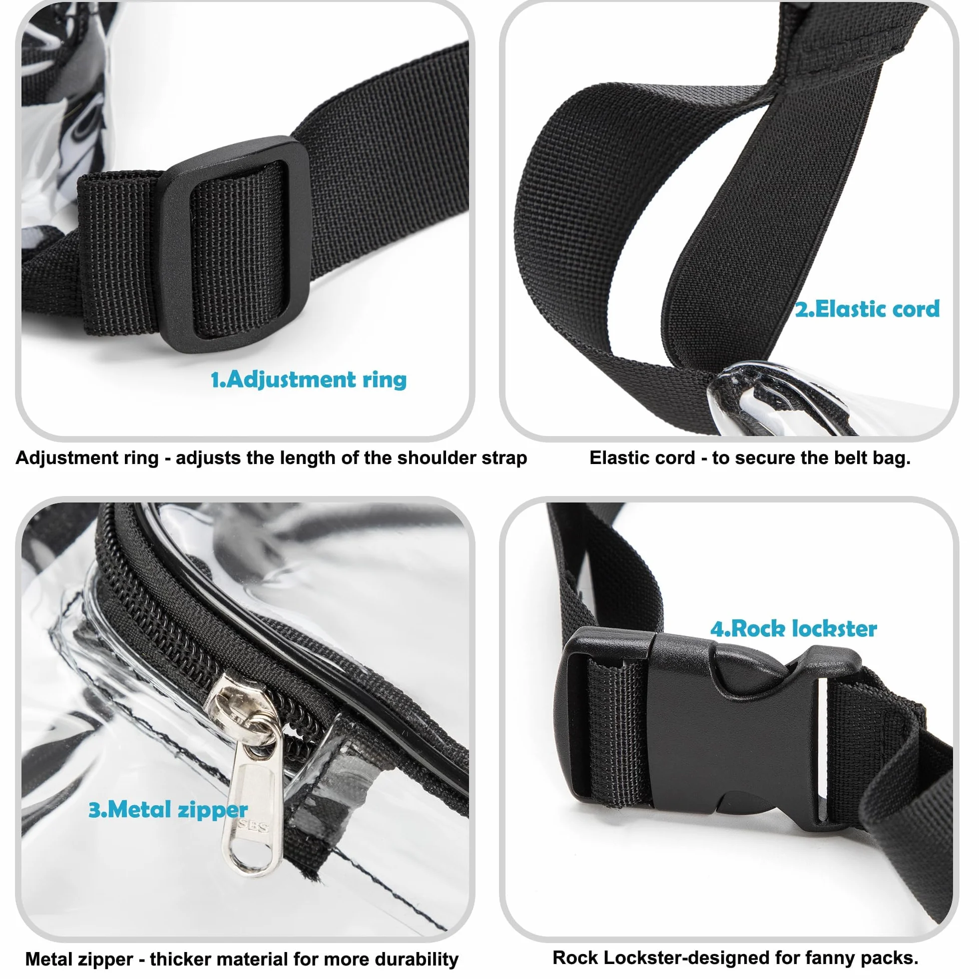 Clear Waist Bag, czarny
