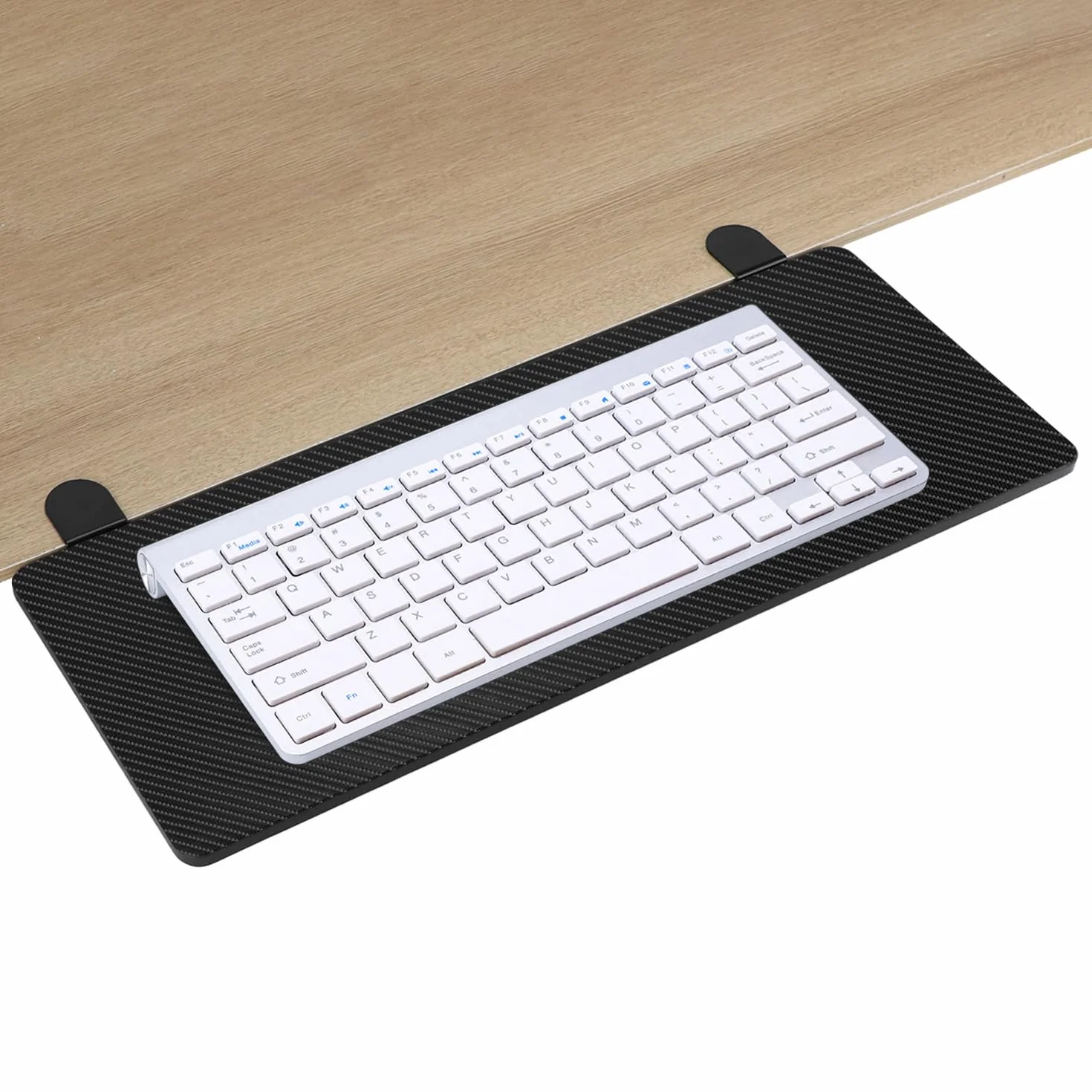 QWORK Ergonomiczna taca przedłużająca biurko, składana szuflada na klawiaturę, 64 x 24 cm