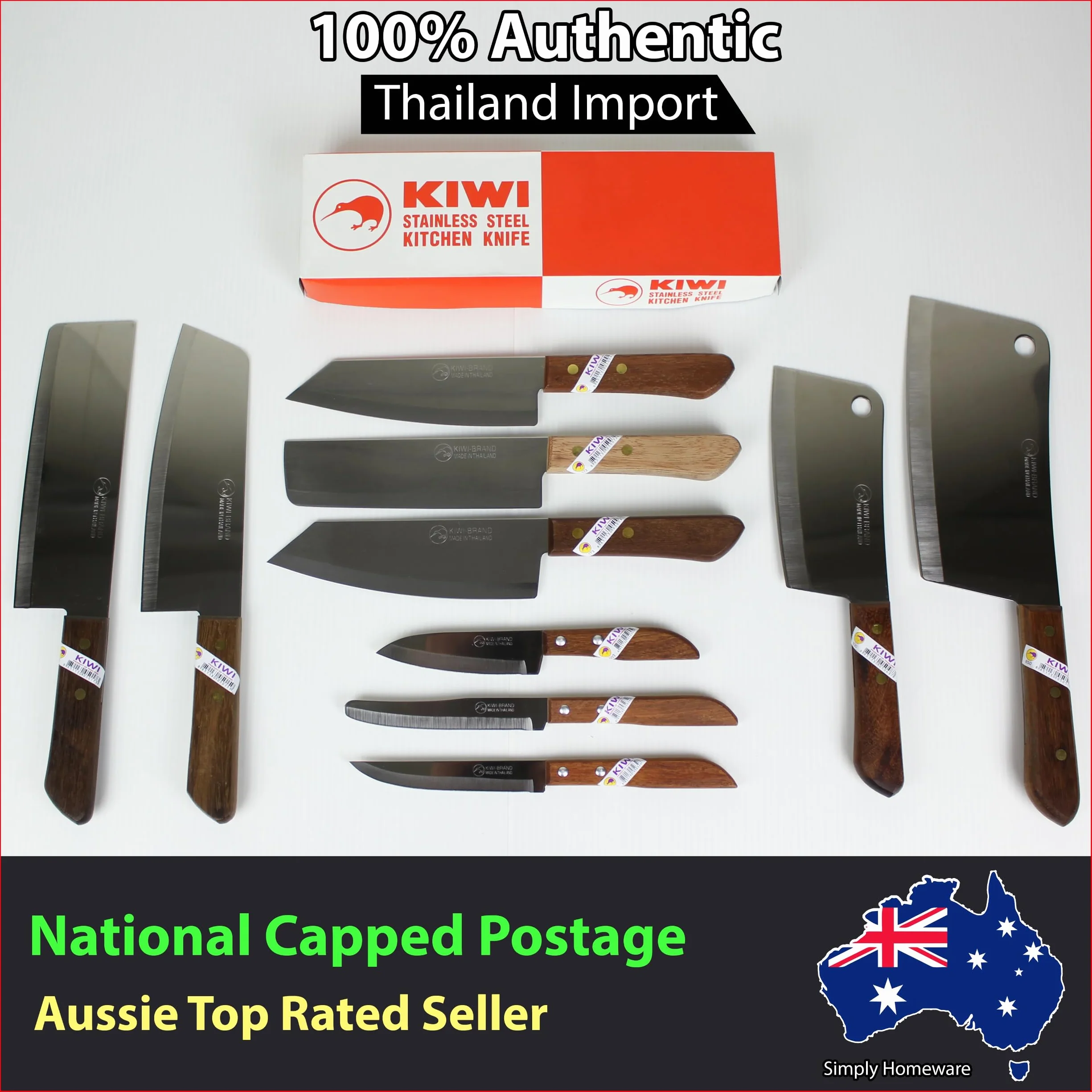 Kiwi Nóż szefa kuchni ze stali nierdzewnej 31,5 cm z drewnianym uchwytem