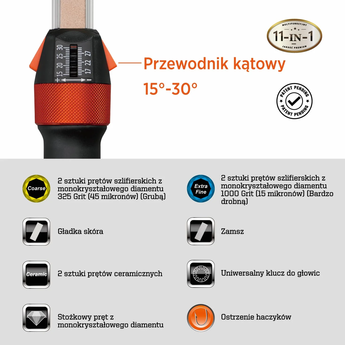 SHARPAL 210N TRANSFOROD 11-w-1 Regulowana ostrzałka kątowa z monokrystalicznym diamentem i ceramicznymi prętami