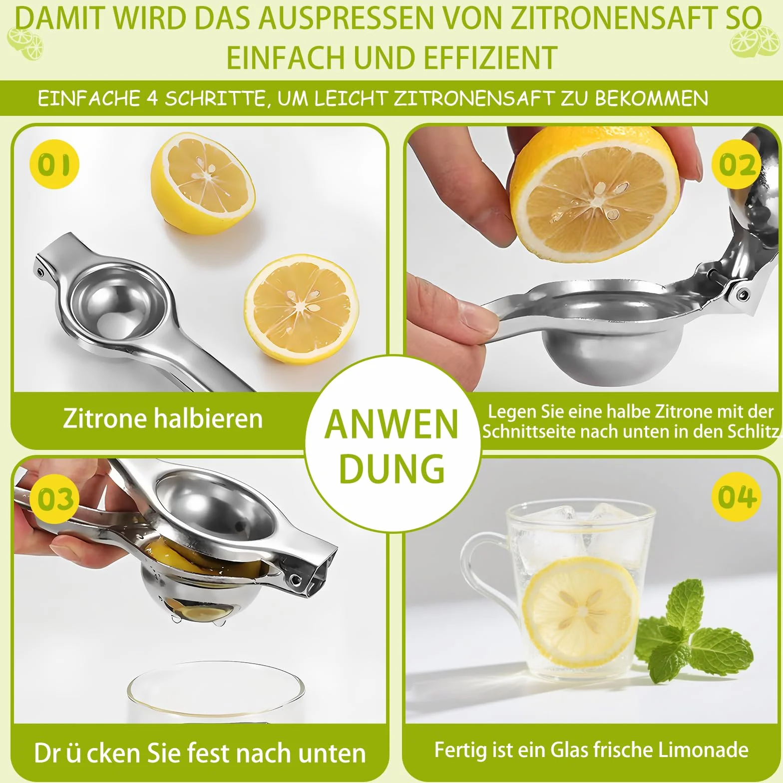 Maszyna do prasowania cytryn, Große Heavy Duty Handhelp Juicer für Zitrone, Metalowa ręczna prasa cytrynowa, Narzędzie do wyciskania wapna, Ręczna prasa cytrynowa