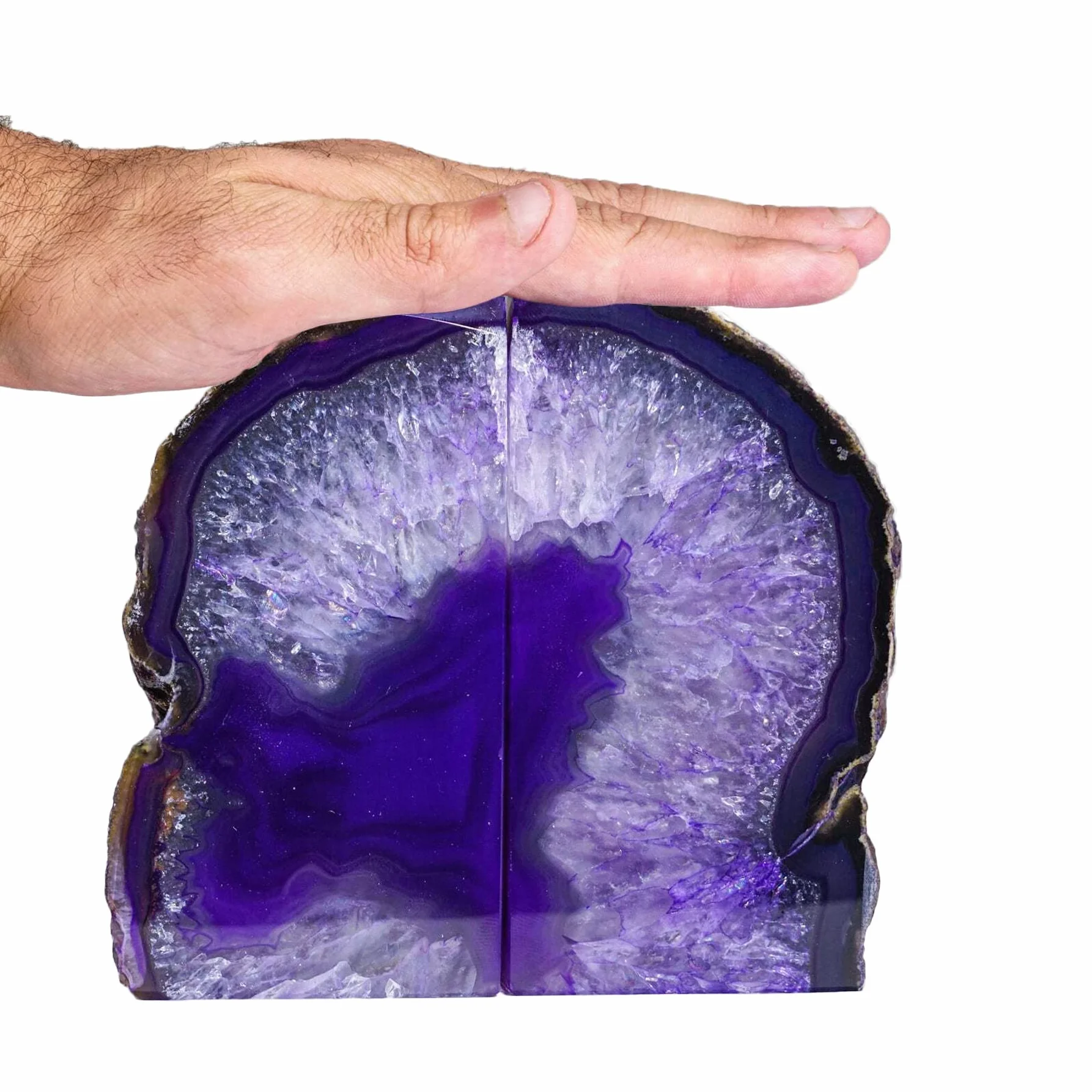 AMOYSTONE Agat podpórki do książek para fioletowy 1,8-2,7 kg naturalny kryształ kamień szlachetny