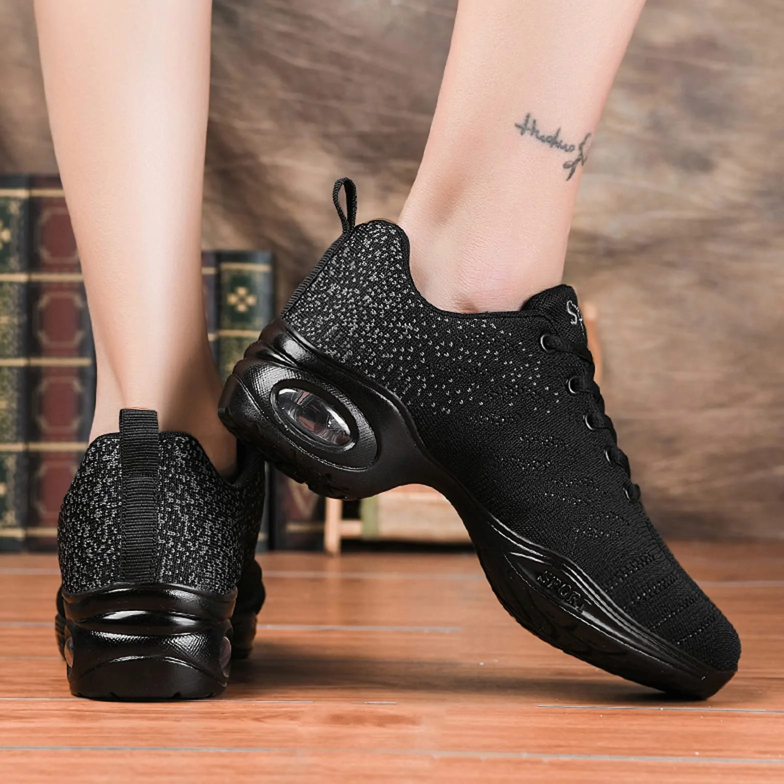 CERYTHRINA Damskie buty jazzowe, sznurowane trampki, nowoczesne buty do tańca, na platformie, do chodzenia, tańca