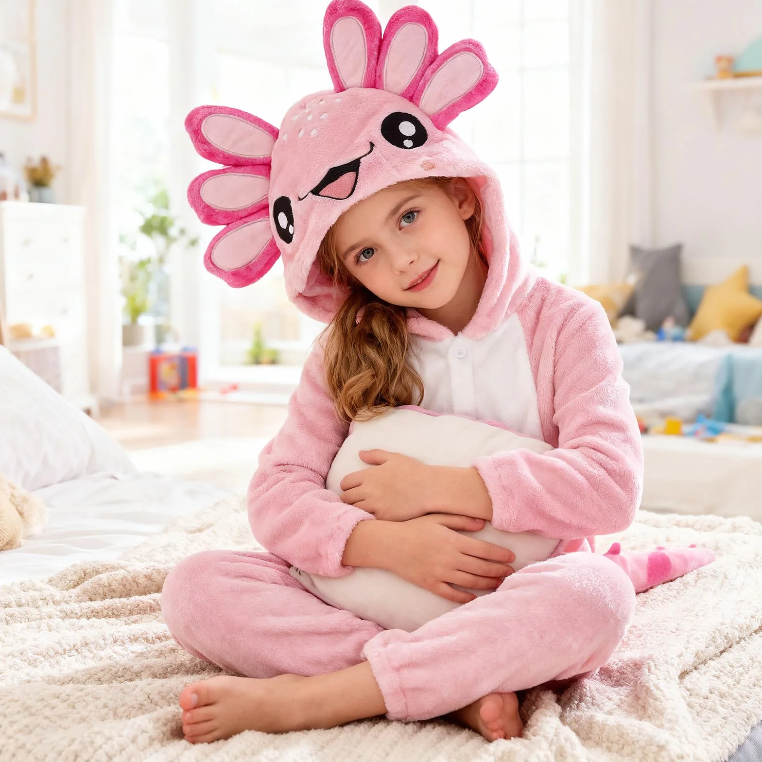 PinkSheep Dziecięca zimowa piżama jednoczęściowa, urocza kreskówkowa piżama dla chłopców i dziewcząt, miękki kombinezon przebranie dla dzieci
