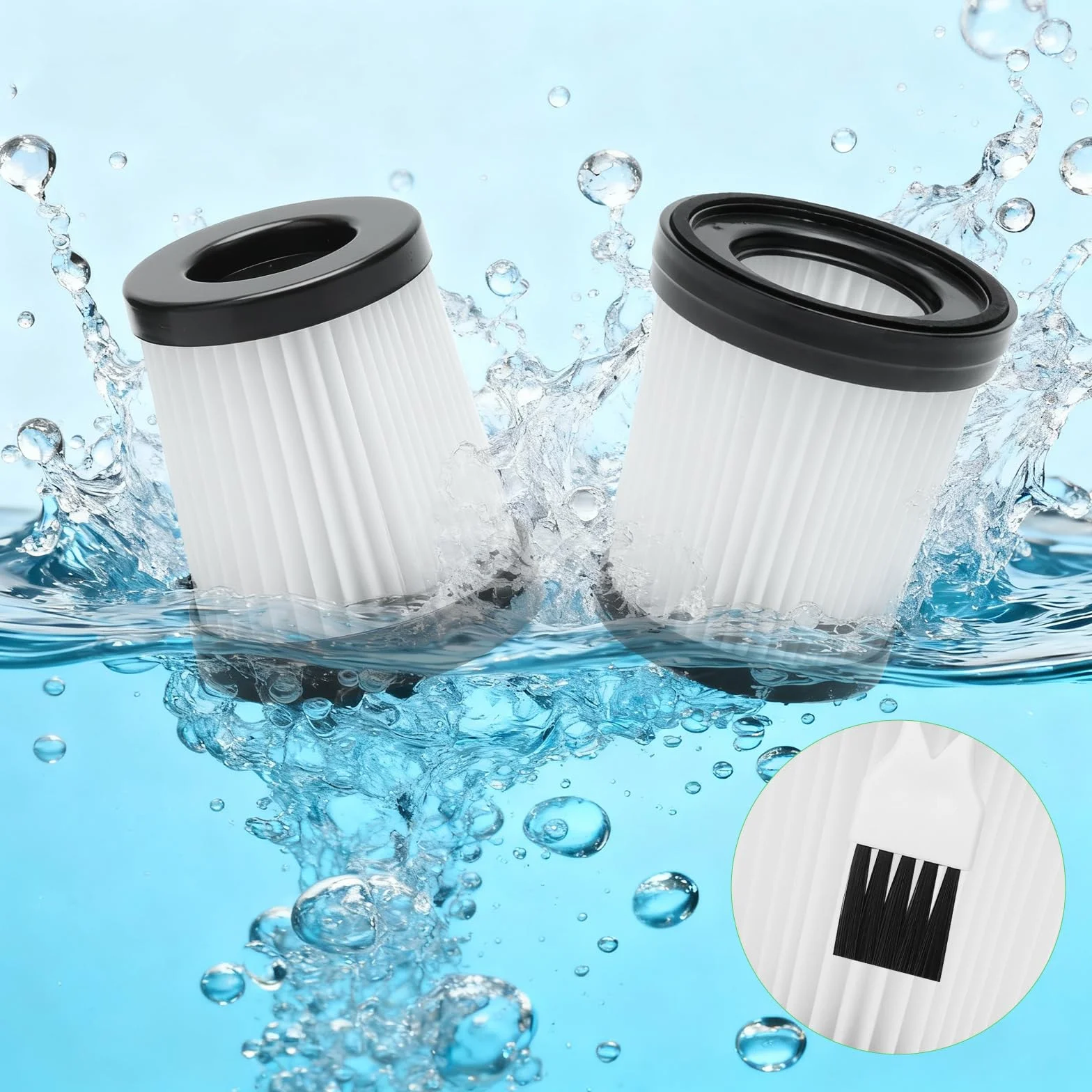 Zestaw 4 filtrów z 1 szczotką do czyszczenia odkurzacza Lubluelu 202, filtr zamienny Fabuletta FSV001 FSV101, filtr HEPA kompatybilny z Oraimo OSV-102, Girnoor G160 G165 Afoddon A300