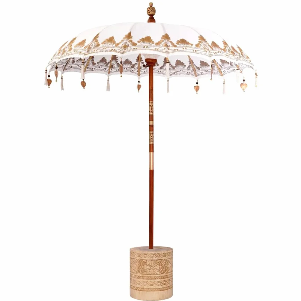 vidaXL Baliński Parasol z Bazą Kremowy 185 x 185 x 260 cm, Ogród i taras, balijski parasol, letnie cienie, dekoracyjna zasłona, tropikalna ochrona, na balkon