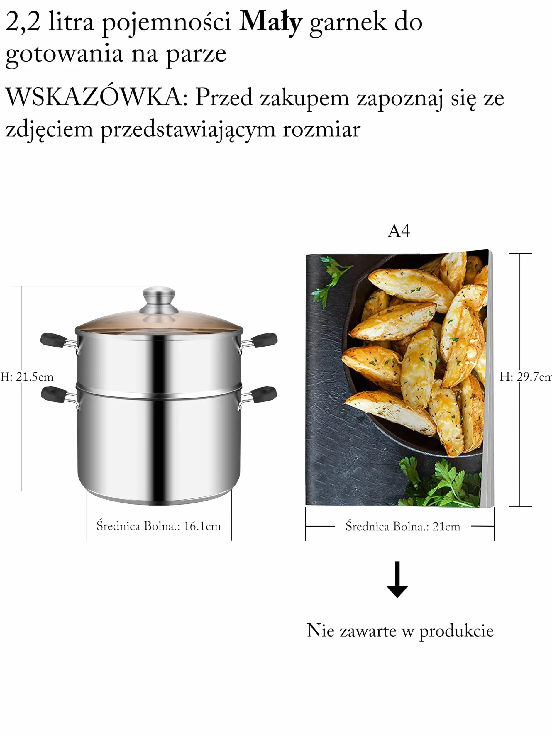 VENTION Parowar ze Stali Nierdzewnej 18 cm do Płyty Indukcyjnej 2 l