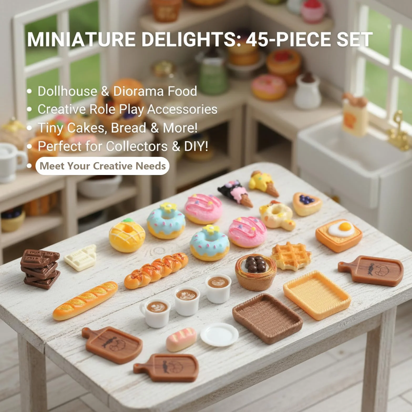 Zestaw śniadaniowy 45 szt. miniaturowe akcesoria do domku dla lalek 1/12