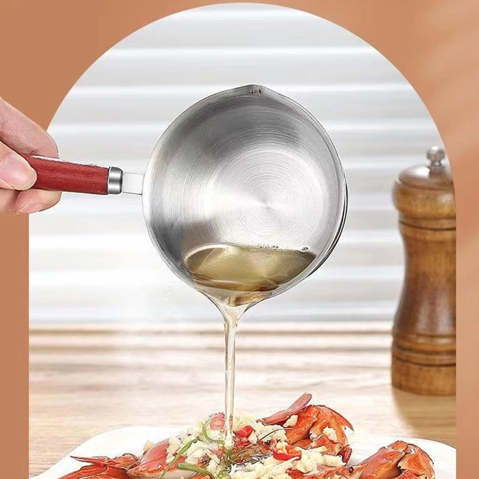 Podgrzewacz Oleju ze Stali Nierdzewnej 300 Ml Mini Garnek do Podgrzewania Masła z Bezpiecznym Uchwytem