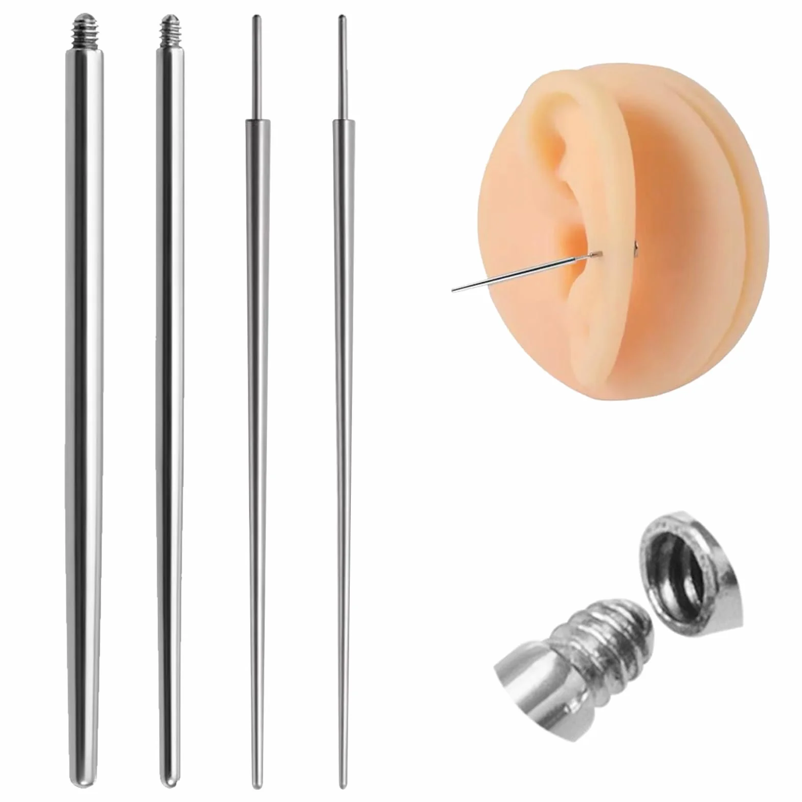 BDSHUNBF 4 sztuki piercingów Taper Pin Taper sztyft do piercingu ciała, stretching Assistant Tool do uszu, nosa, brwi