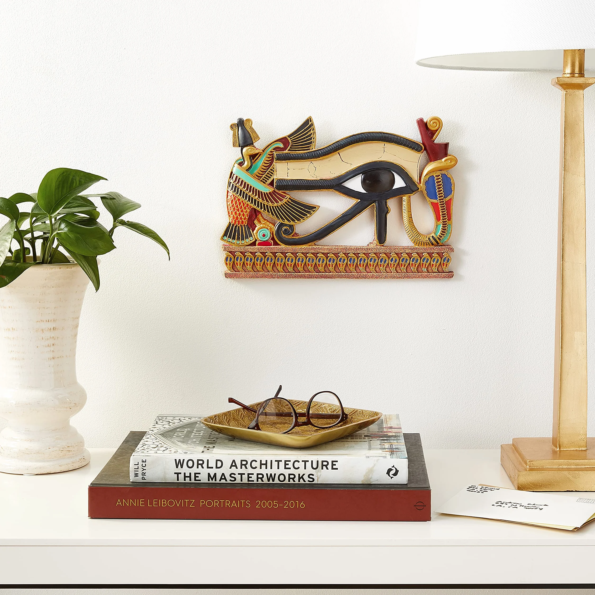 Design Toscano Egypitan Decor Eye of Horus tablica z rzeźbą ścienną 30 cm żywica poliestrowa