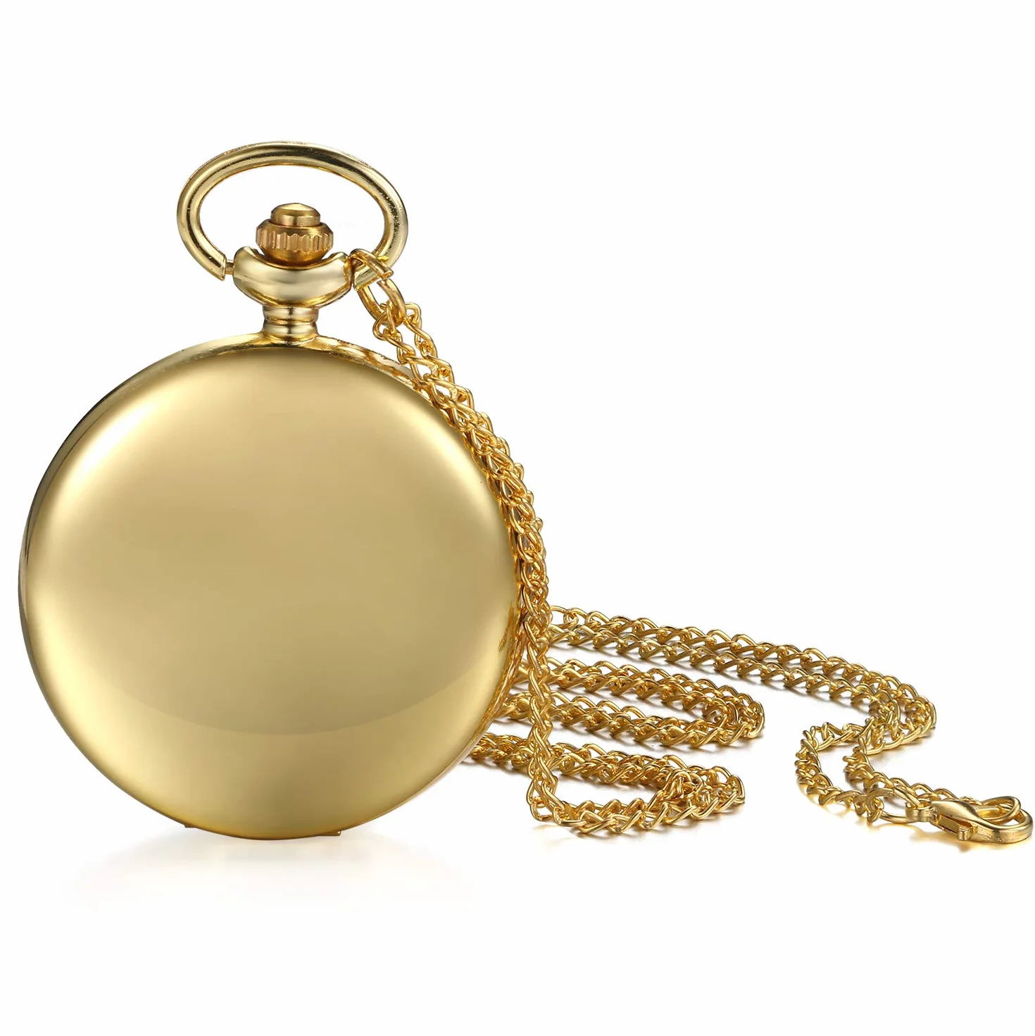 JewelryWe Męski damski zegarek kieszonkowy klasyczny błyszczący zegarek łańcuszkowy analogowy zegarek kwarcowy z łańcuszkiem na szyję zegarek na ramię Pocket Watch prezent grawerunek
