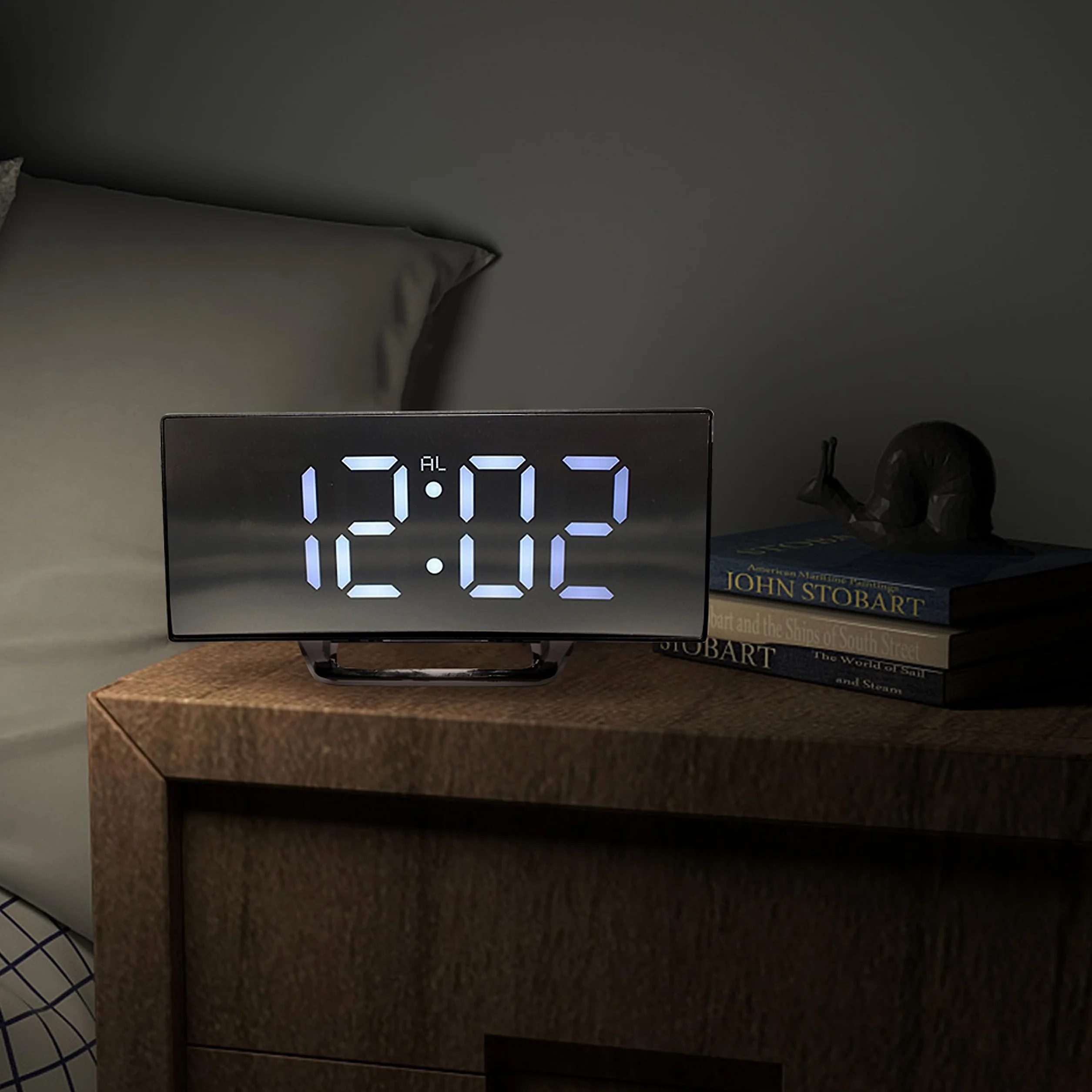 Retoo Budzik Cyfrowy LED, Zegar Stołowy, Przenośny Alarm z 2 Alarmami, Kalendarz, Wyświetlacz