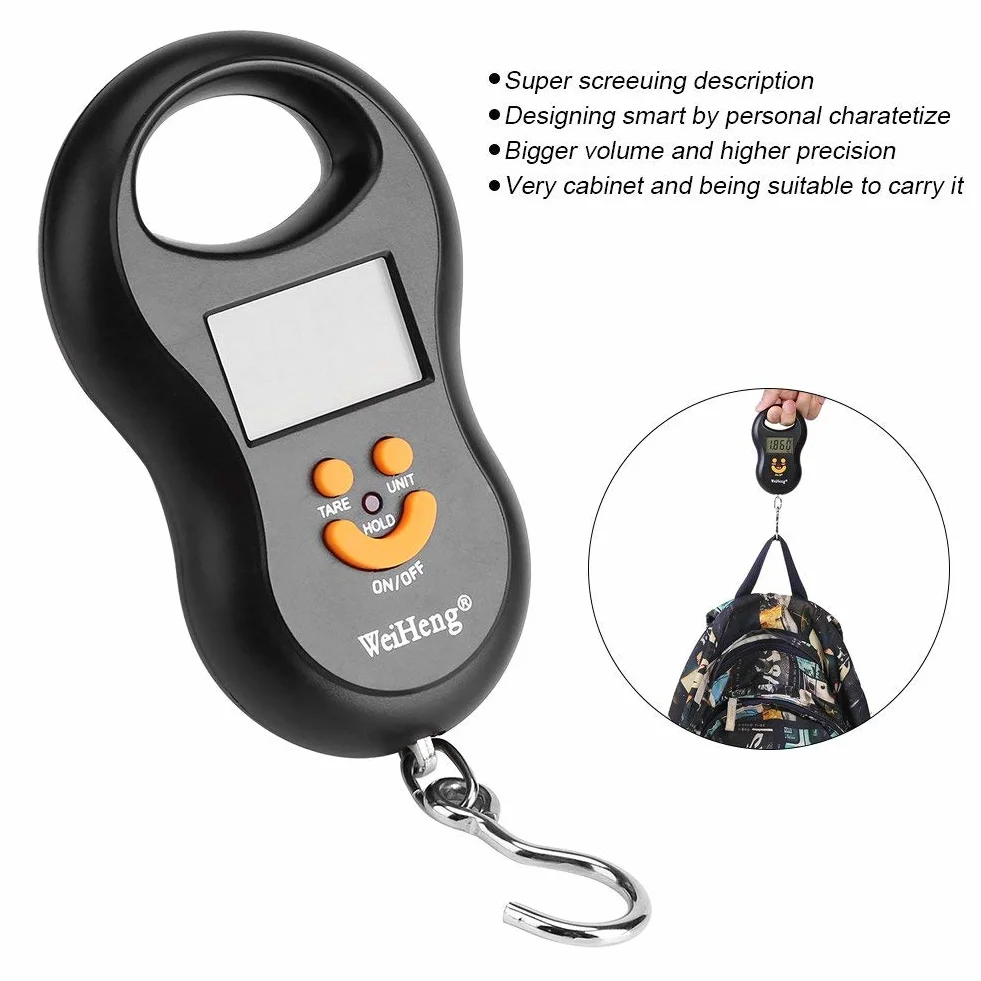 Cyfrowa waga bagażowa 50 kg/10 G z podświetleniem LCD i wiszącymi haczykami