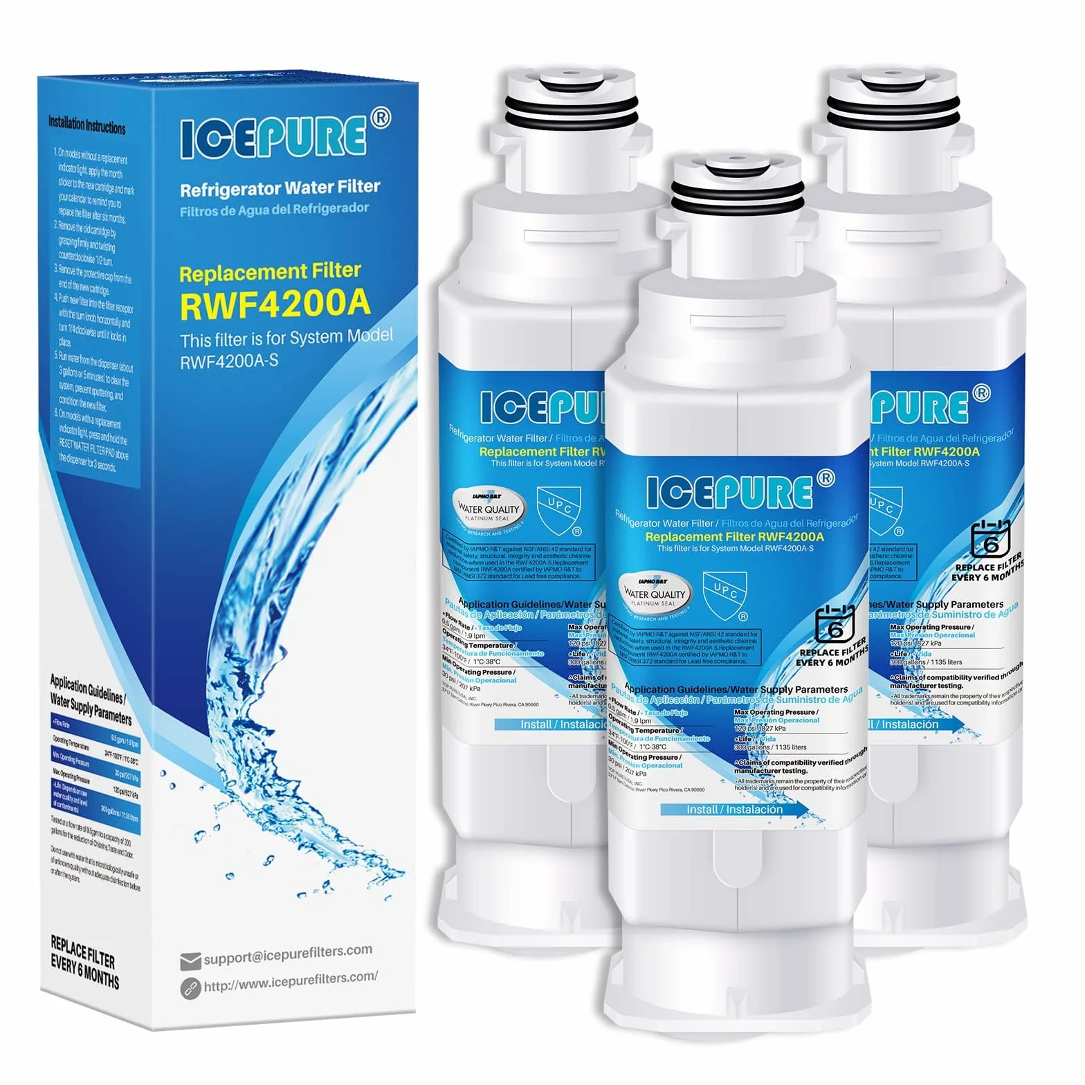 ICEPURE Filtr wody do lodówki DA97-17376B, Kompatybilny z DA97-08006C, HAF-QIN, RF23M8070SG, RF23M8070SR, RF23M8090SG, RF23M8090SR, RF23M8570SR, RF23M85570SR, RF23M8590SG, BR. F425200AP, 3 sztuki