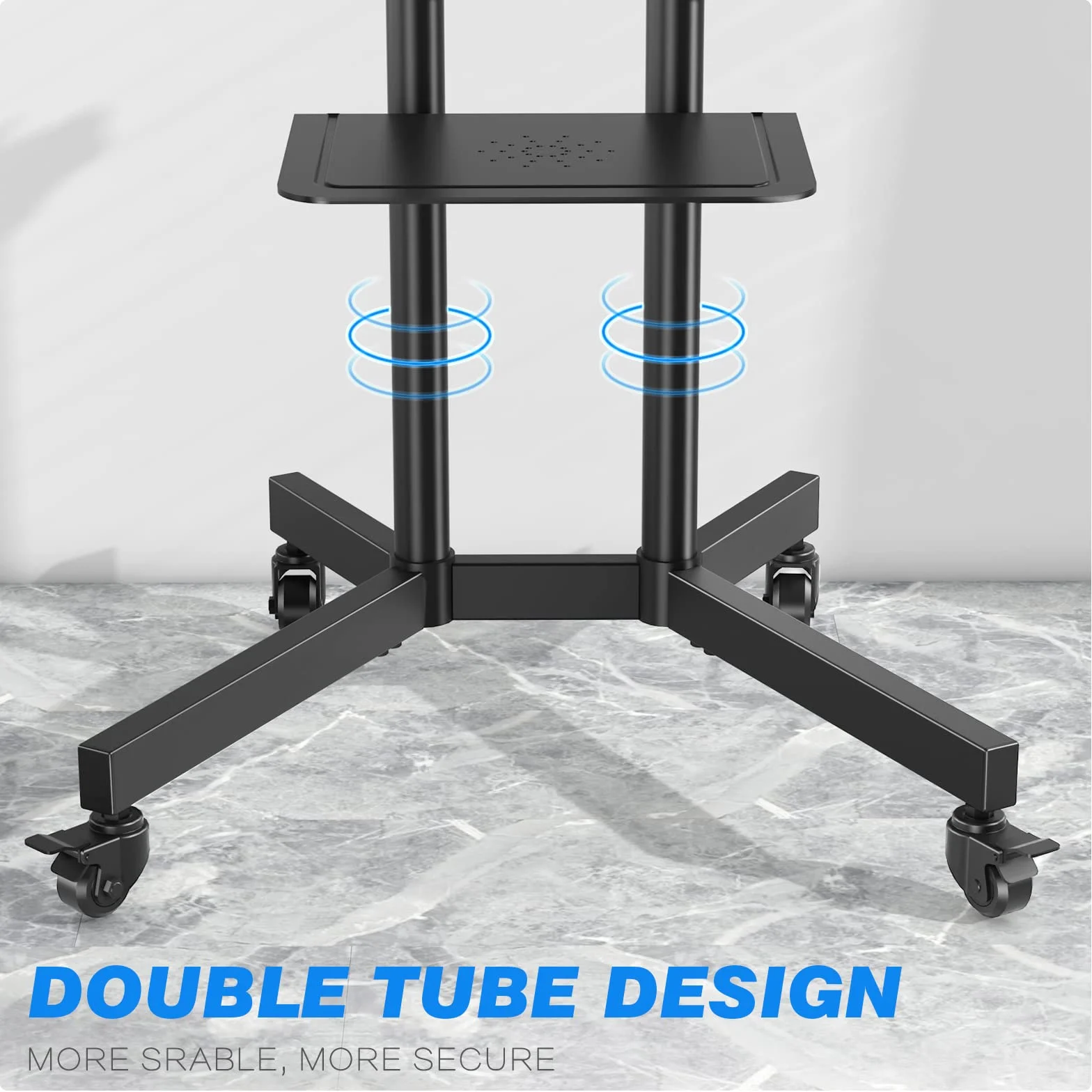 RFIVER Mobile TV Stand na kółkach do 32-75 cali, VESA 600x400mm, MAX 50kg, regulowana wysokość