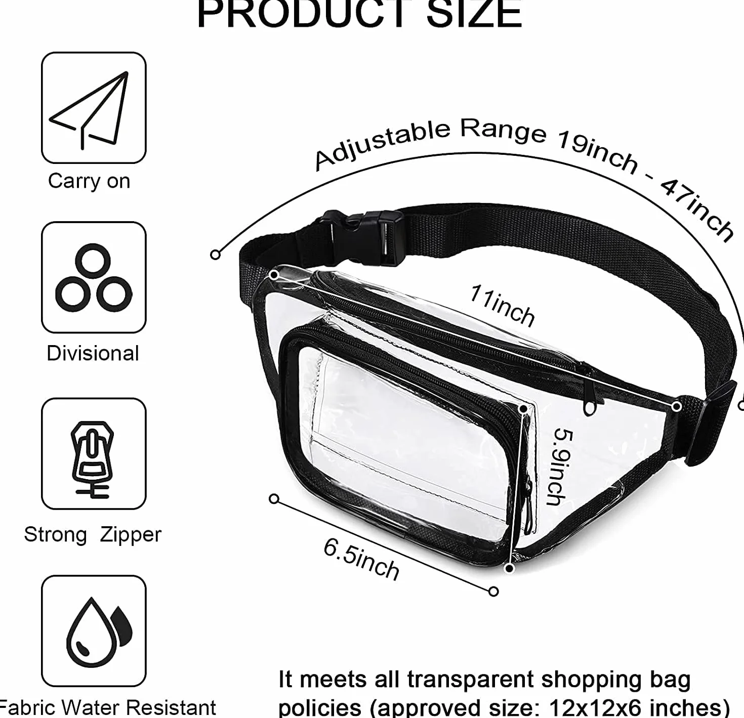 Clear Waist Bag, czarny