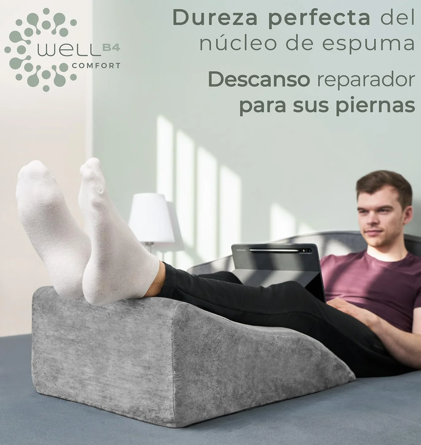 Ergonomiczna poduszka przeciwżylakowa do unoszenia nóg - podkładka pod nogi do unoszenia nóg - poduszka do unoszenia nóg - poduszka klinowa, poduszka wspornikowa dla nóg i kolan, idealna jako poduszka