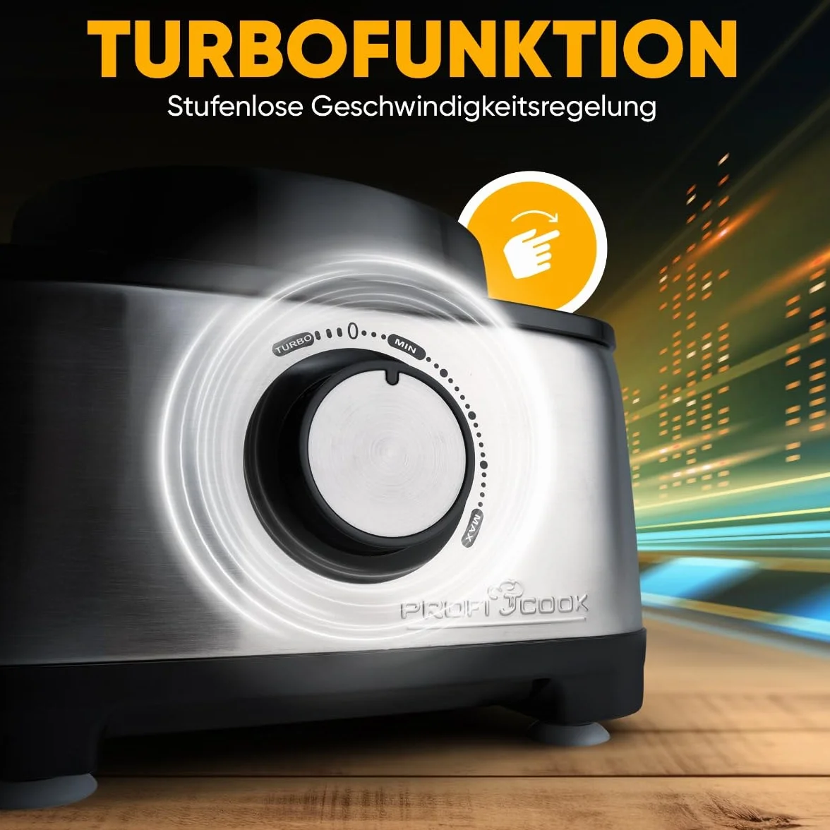 ProfiCook PC-KM 1063 Kompaktowy robot kuchenny z obudową ze stali nierdzewnej, 1,2 l, otworem do napełniania, 1200 W