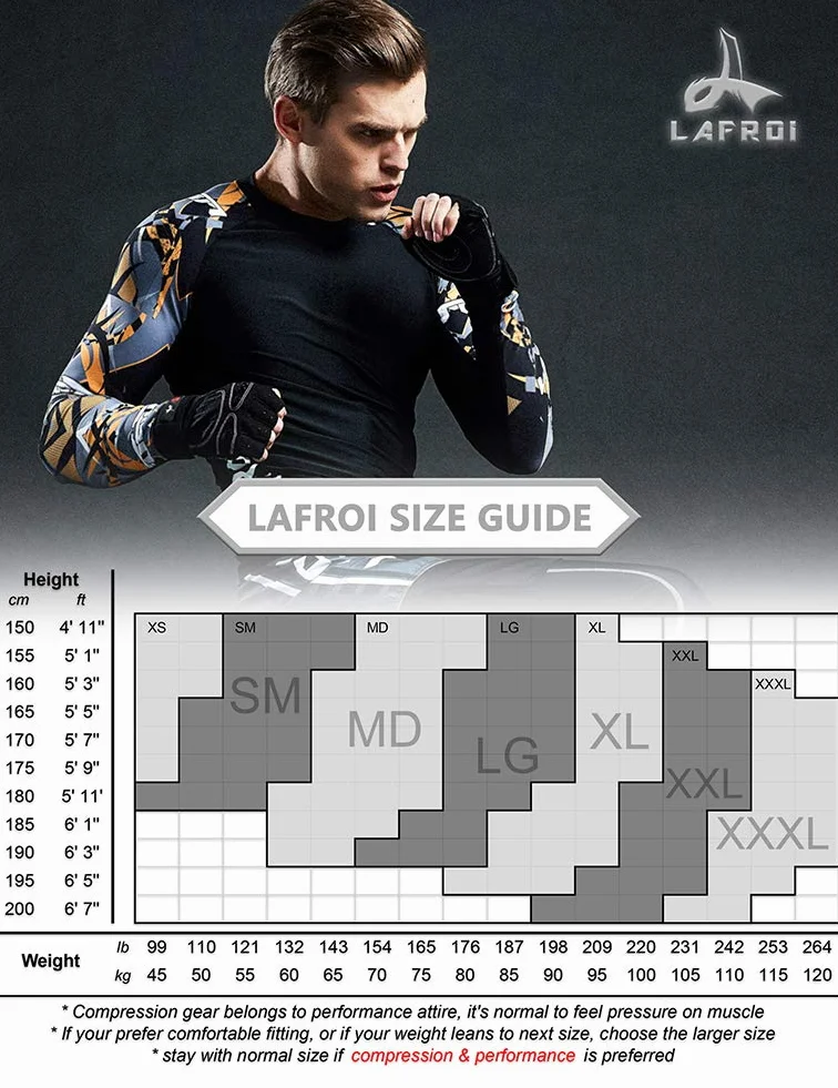 LAFROI Męska koszulka kompresyjna z długim rękawem UPF 50+ Baselayer Performance Rash Guard-CLY08