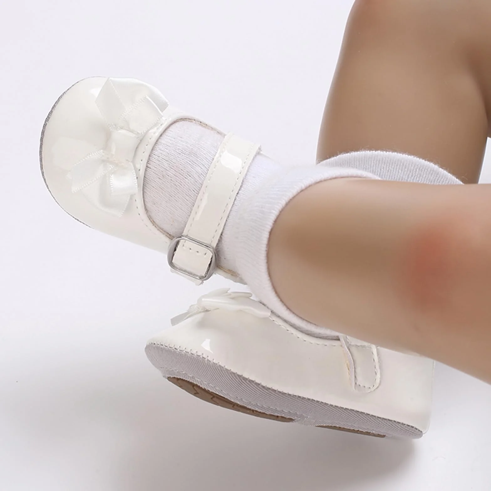 MASOCIO Buty dla dziewczynek Mary Jane dziecięce antypoślizgowe buty do chodzenia, Biel 2, 12-18 Miesiące